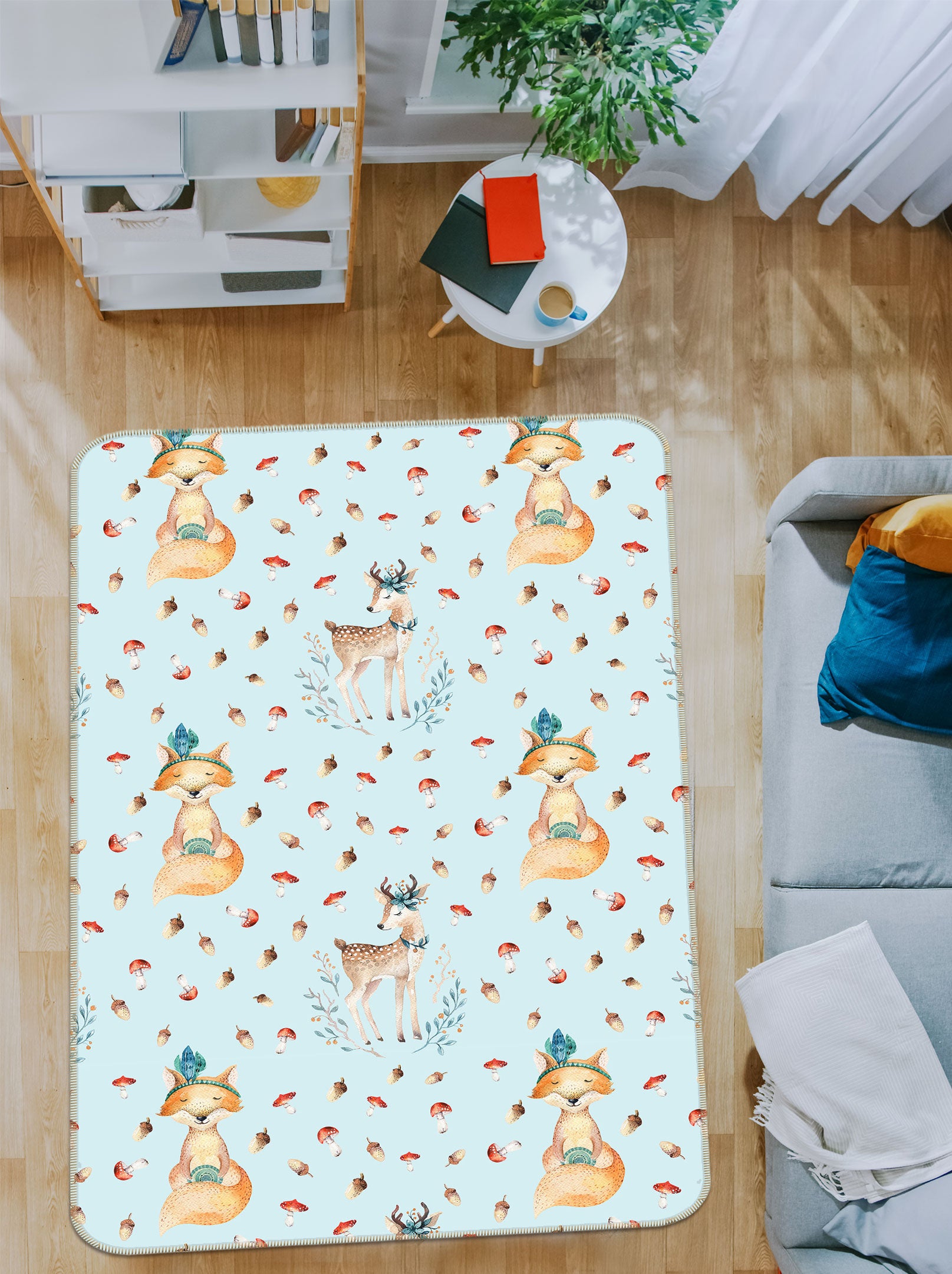 3D Fox Spotted Deer 128 Uta Naumann Rug Non Slip Rug Mat