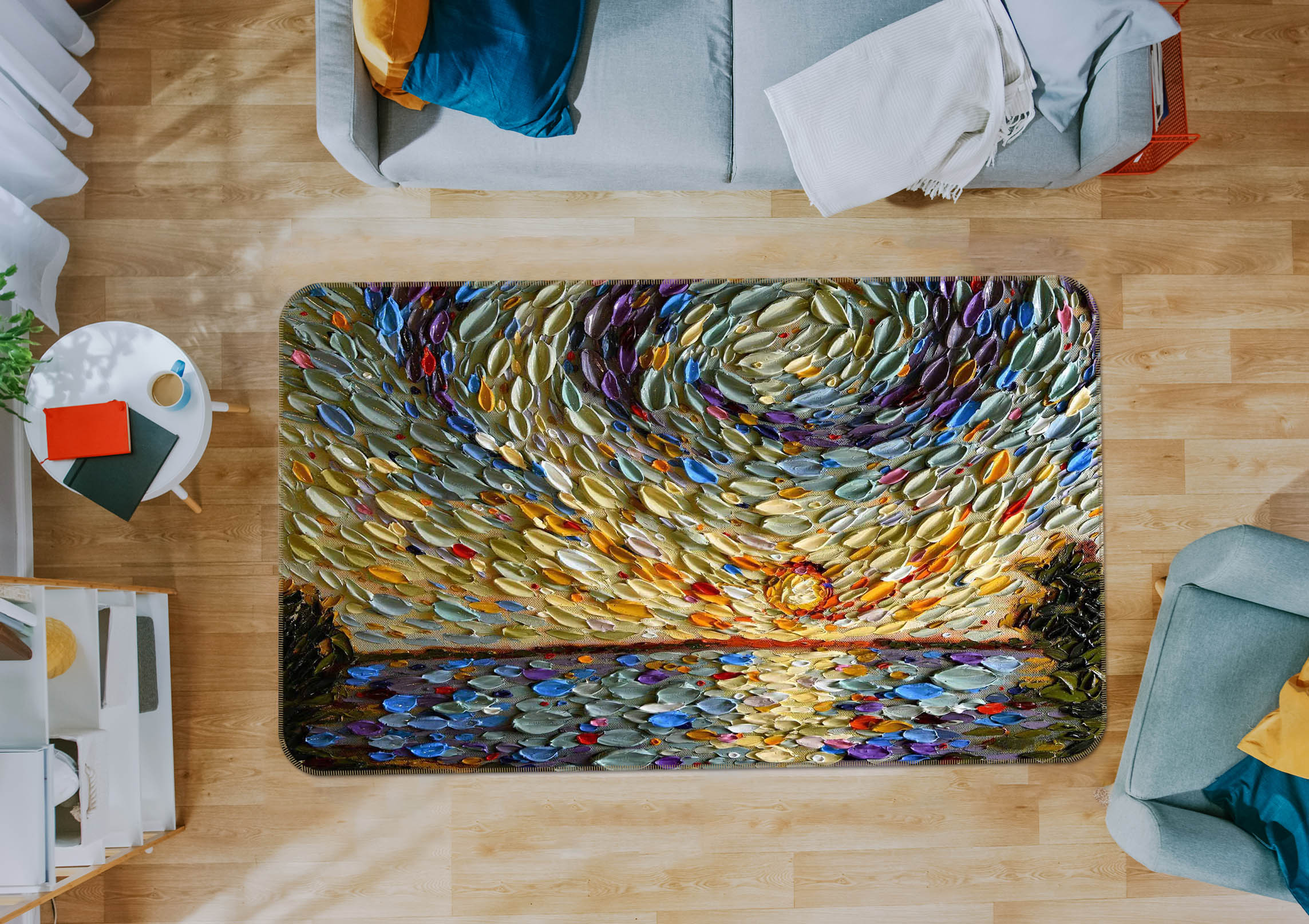 3D Shell Sunset 1011 Dena Tollefson Rug Non Slip Rug Mat