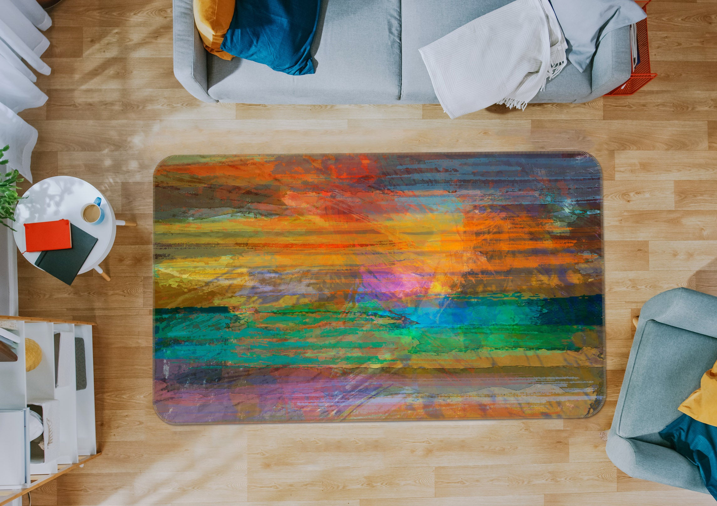 3D Sunset Sea 1032 Michael Tienhaara Rug Non Slip Rug Mat