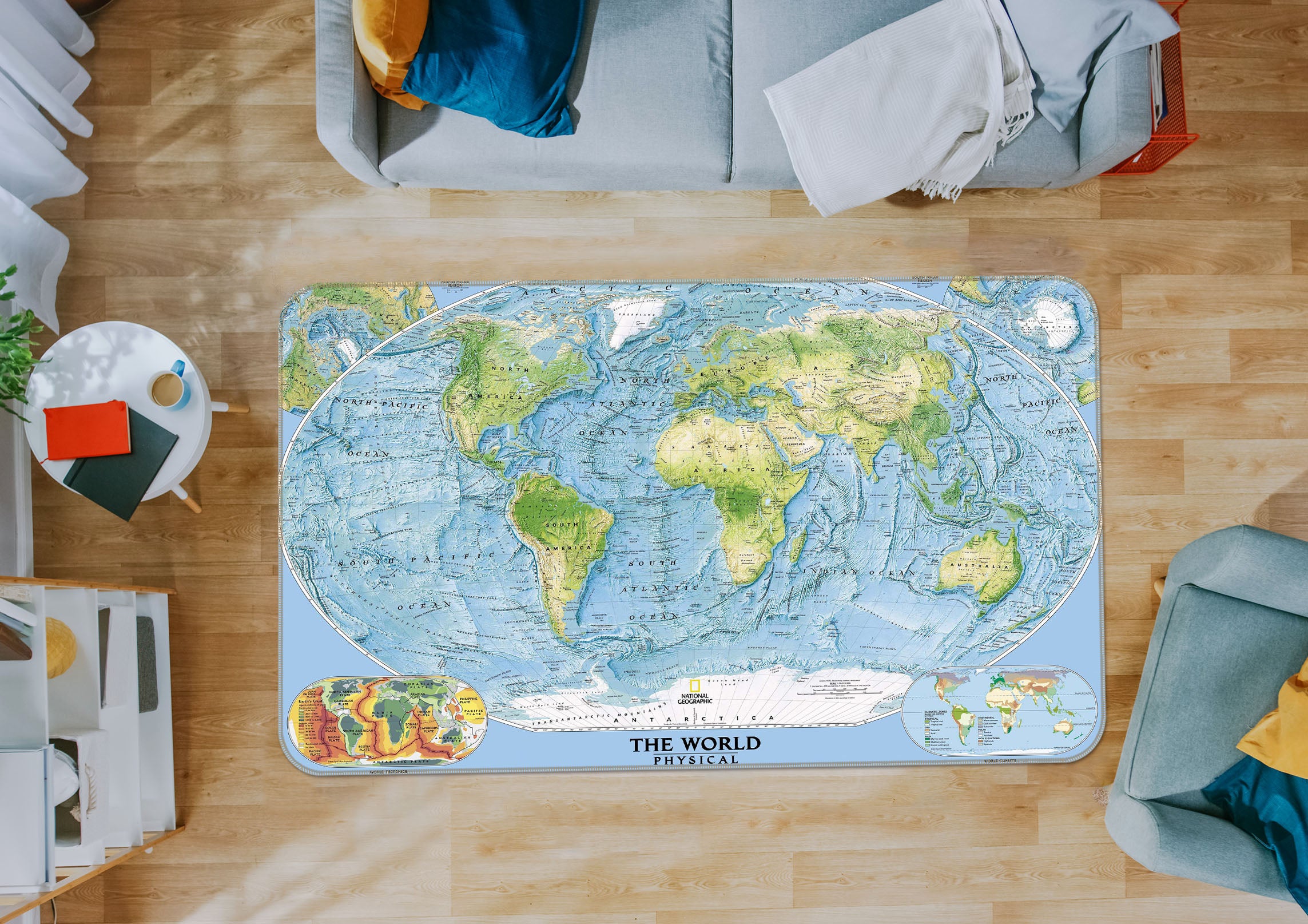 3D Sea Island 324 World Map Non Slip Rug Mat