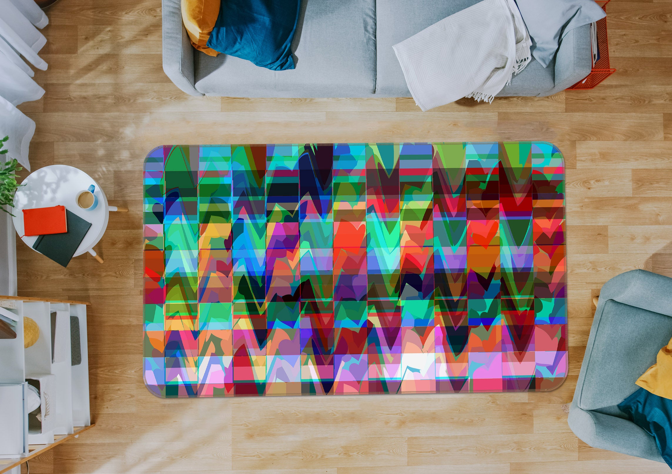 3D Color Waves 71021 Shandra Smith Rug Non Slip Rug Mat