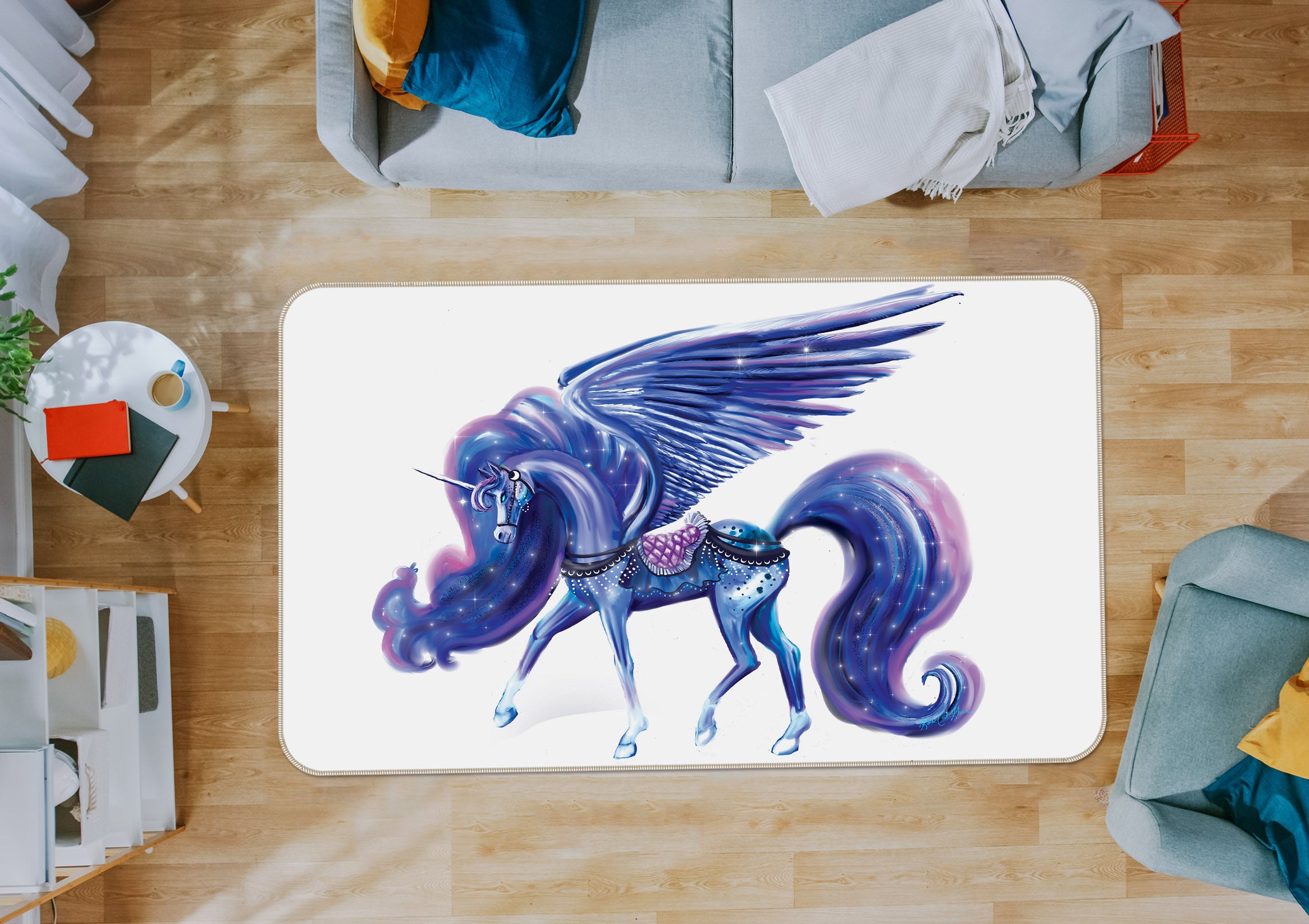 3D Painted Unicorn 3017 Rose Catherine Khan Rug Non Slip Rug Mat