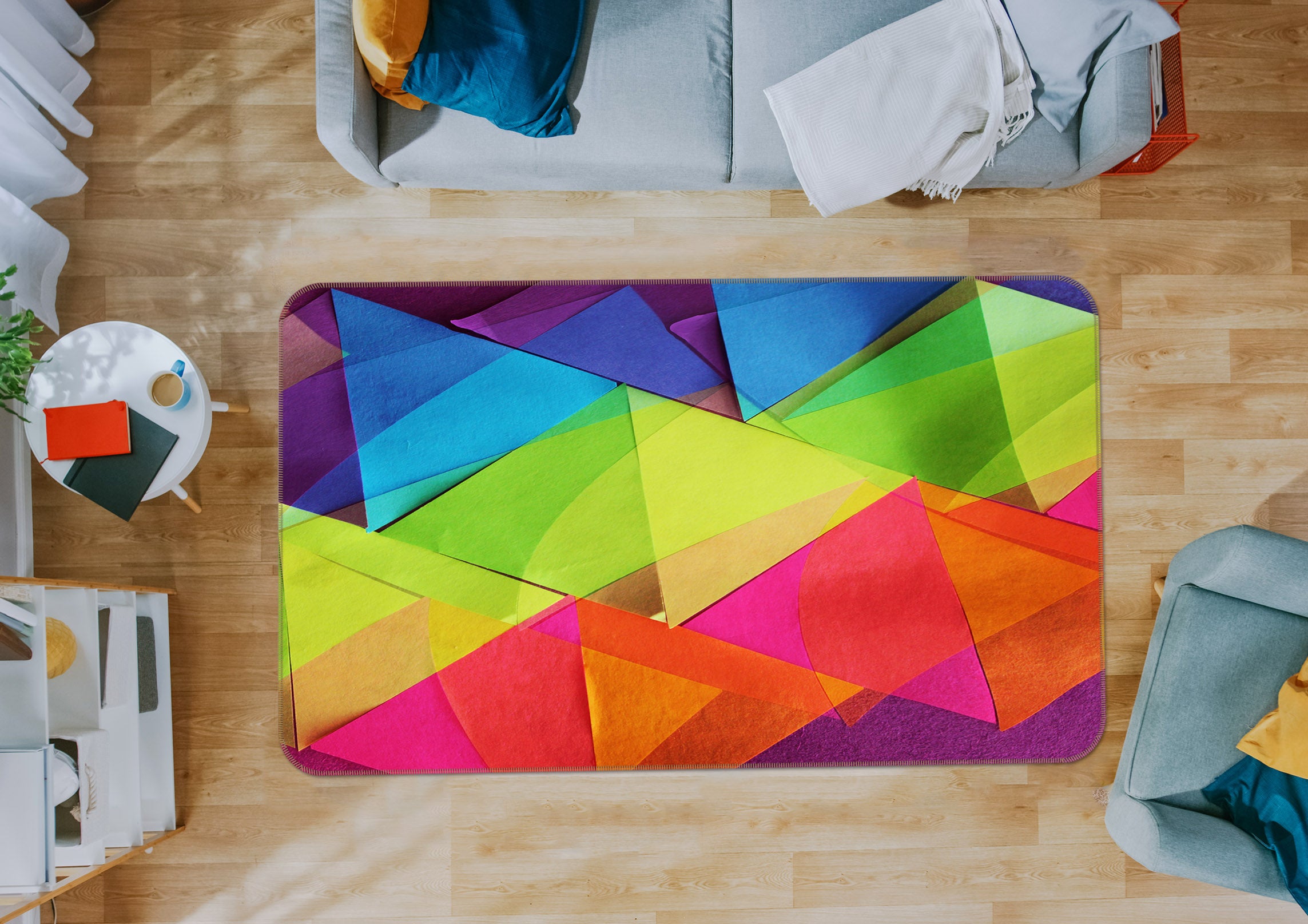 3D Colored Triangle 71024 Shandra Smith Rug Non Slip Rug Mat