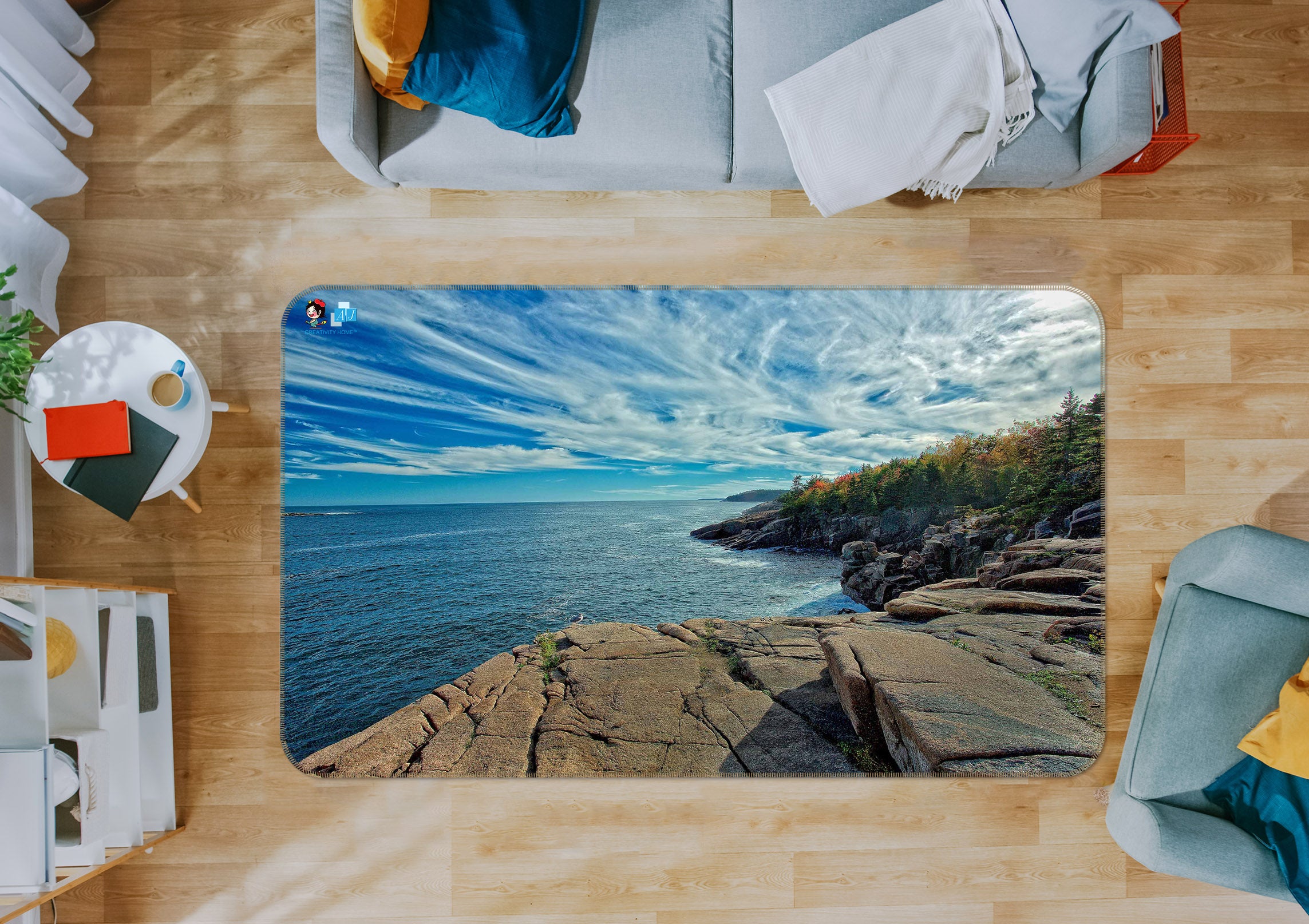 3D Coastal Maine 62204 Kathy Barefield Rug Non Slip Rug Mat