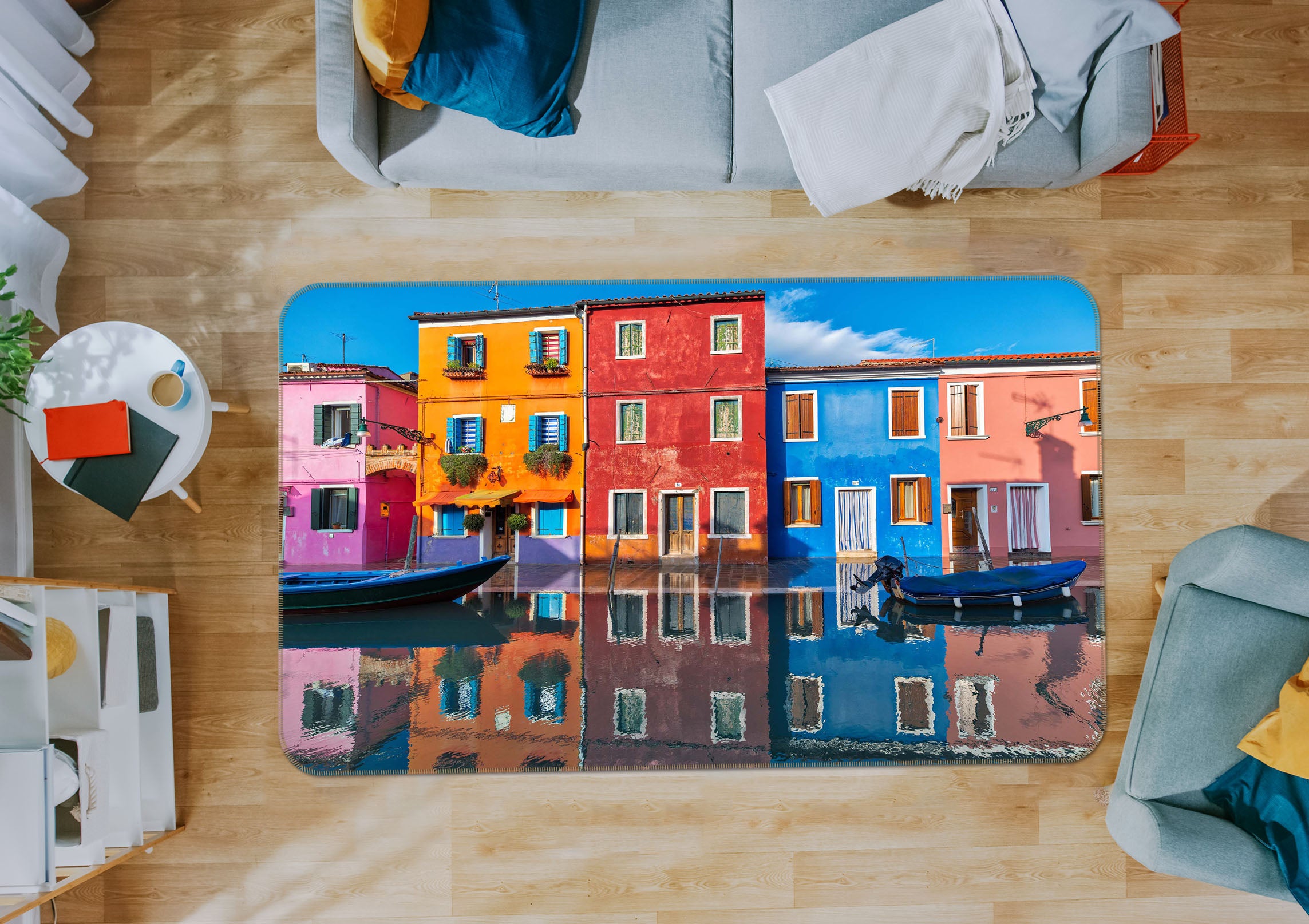 3D Color Houses 1190 Marco Carmassi Rug Non Slip Rug Mat