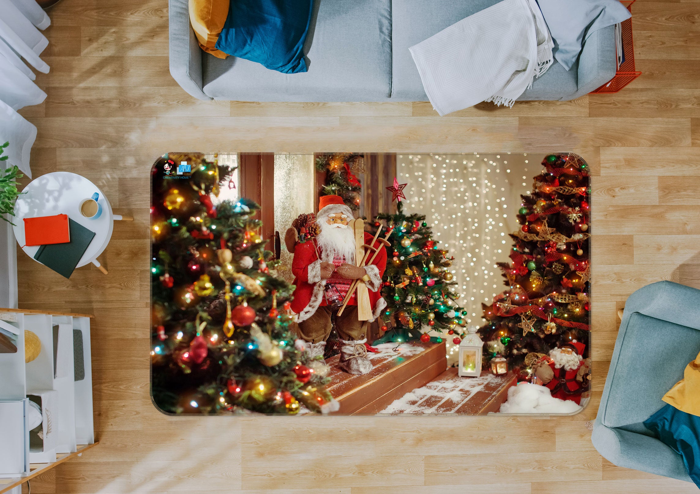 3D Santa Tree 56133 Christmas Non Slip Rug Mat Xmas