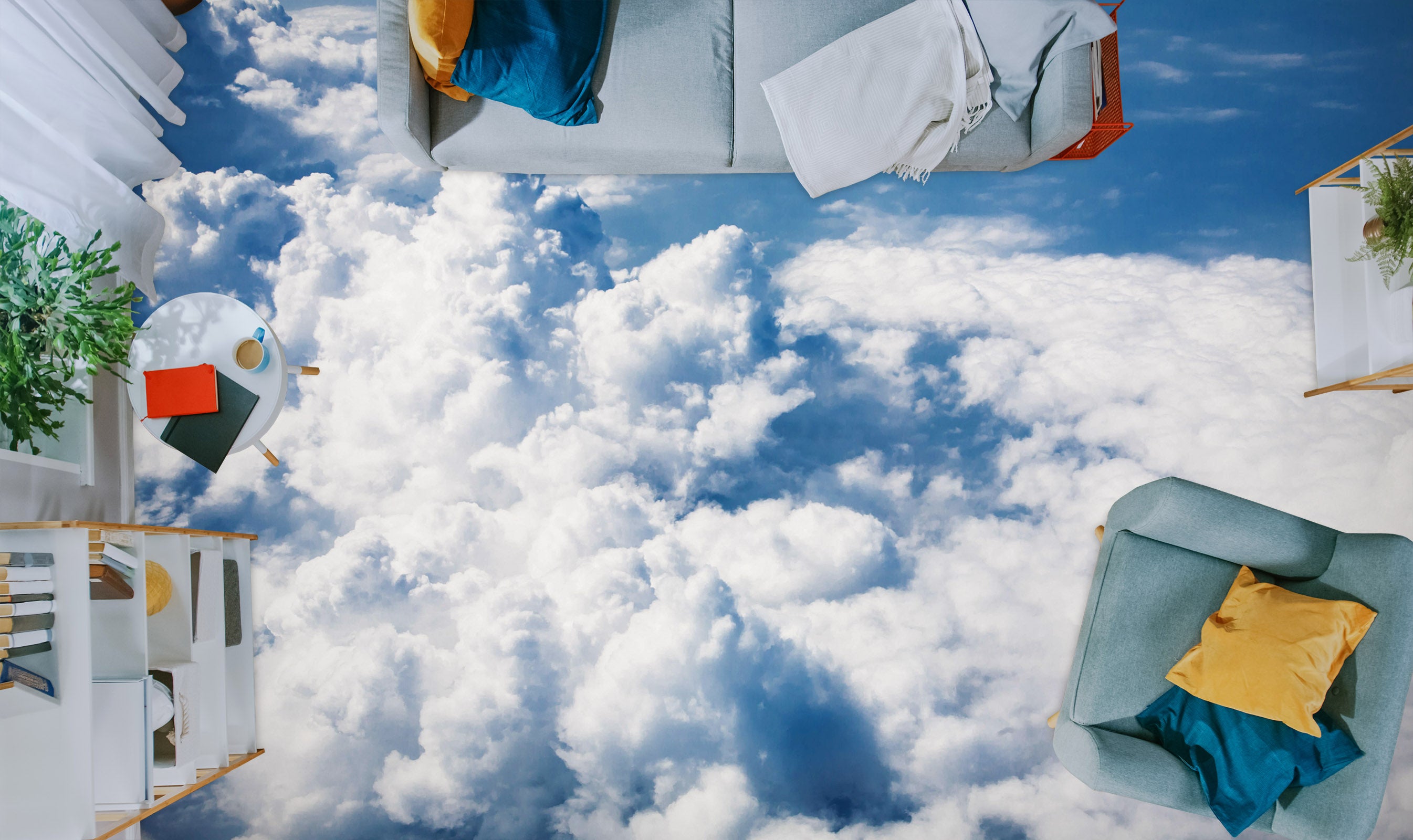 3D Gentle White Clouds 023 Floor Mural  Wallpaper Murals Rug & Mat Print Epoxy waterproof bath floor