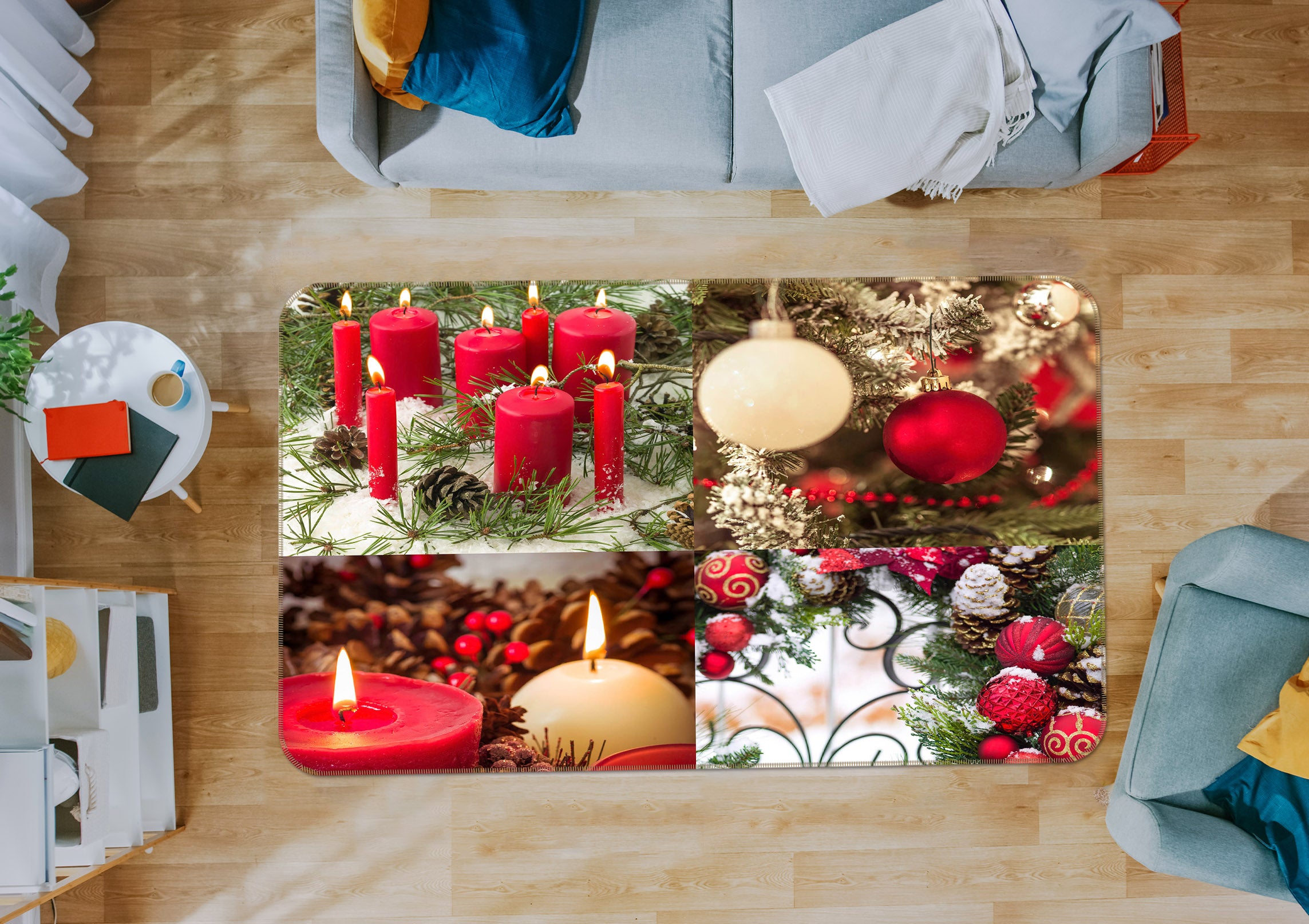 3D Red Gift 3034 Assaf Frank Rug Non Slip Rug Mat