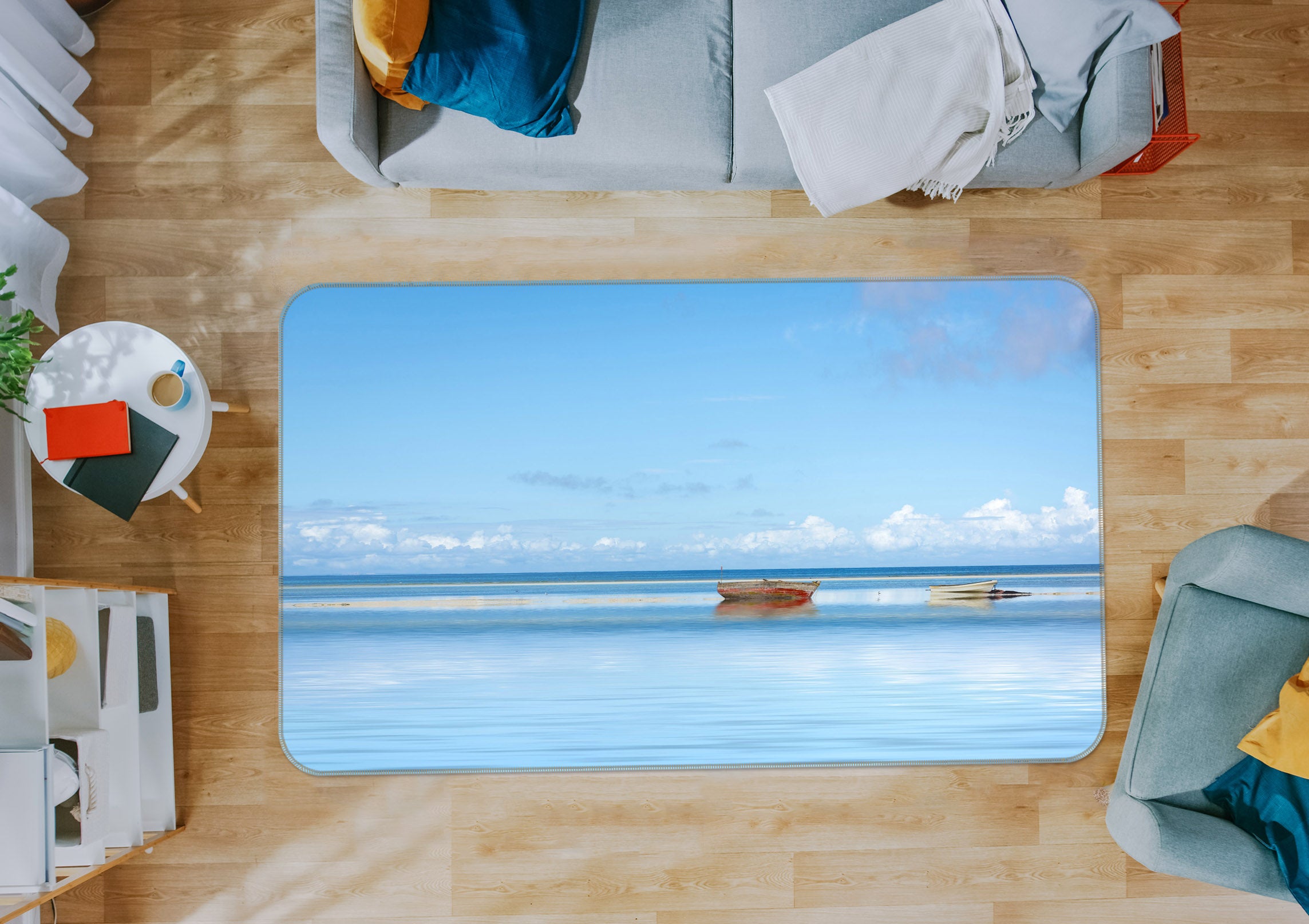 3D Sea Boat 1101 Marco Carmassi Rug Non Slip Rug Mat