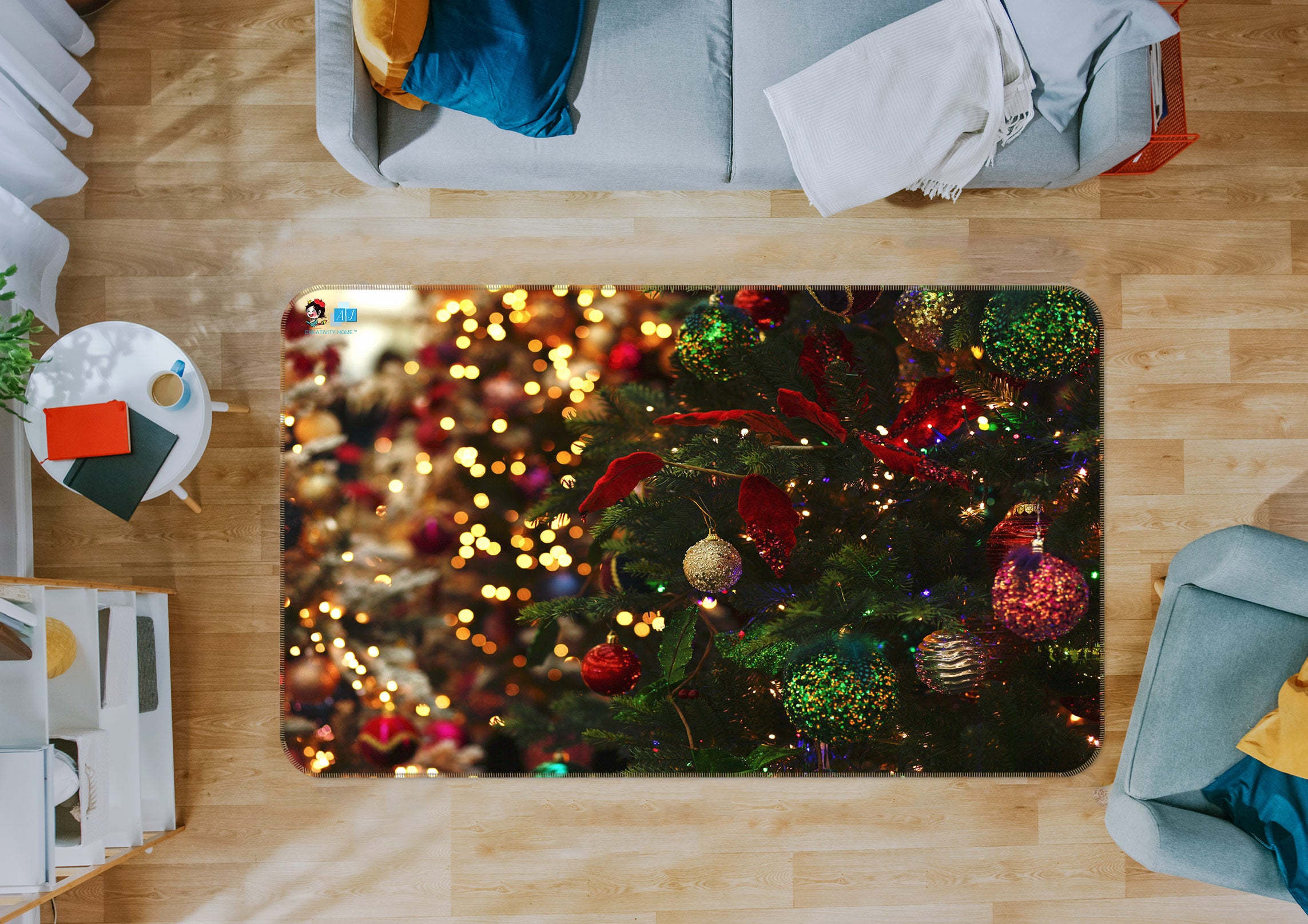 3D Tree 56156 Christmas Non Slip Rug Mat Xmas
