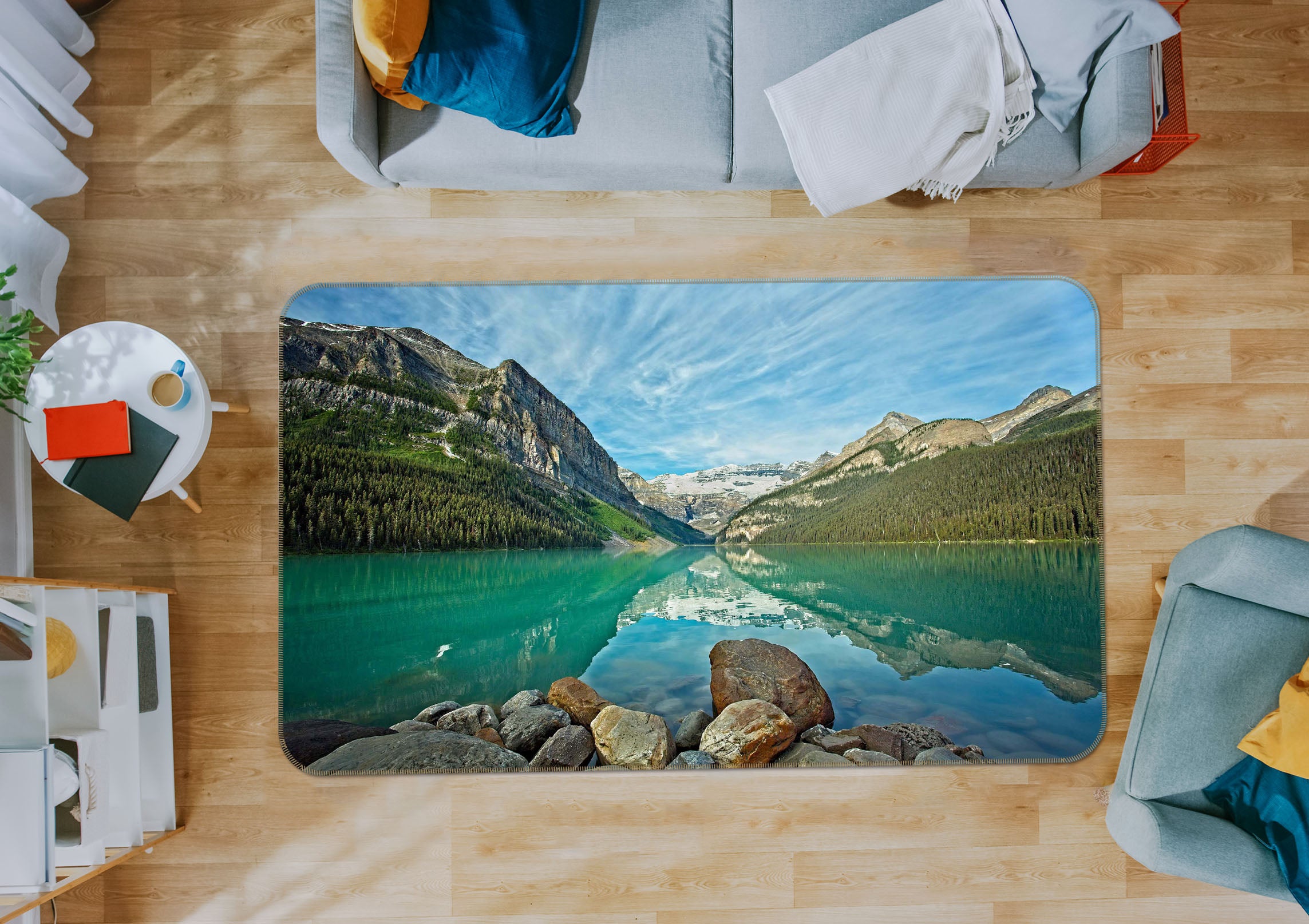 3D Boulders Water 1111 Kathy Barefield Rug Non Slip Rug Mat