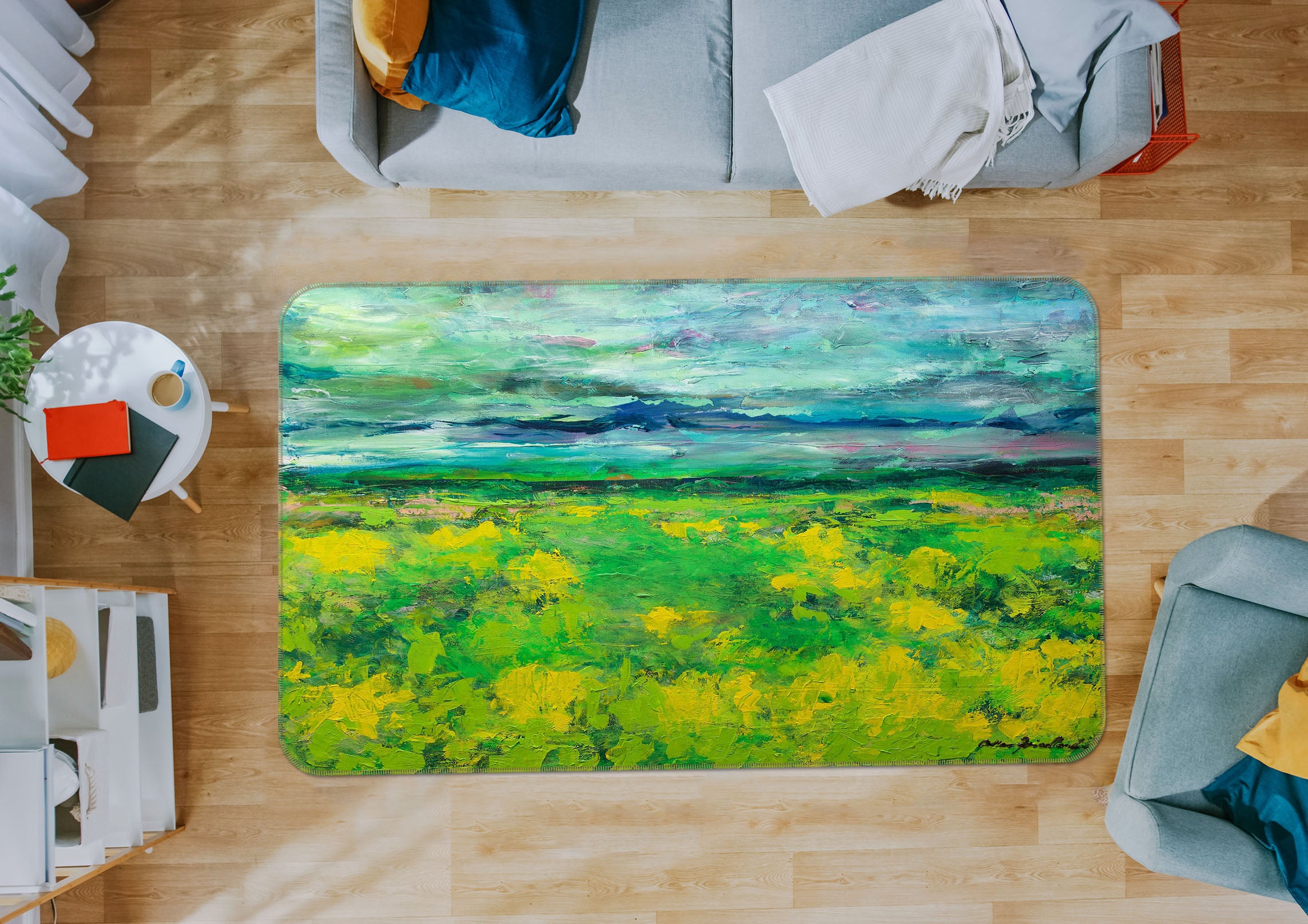 3D Summer Steppe 1099 Allan P. Friedlander Rug Non Slip Rug Mat