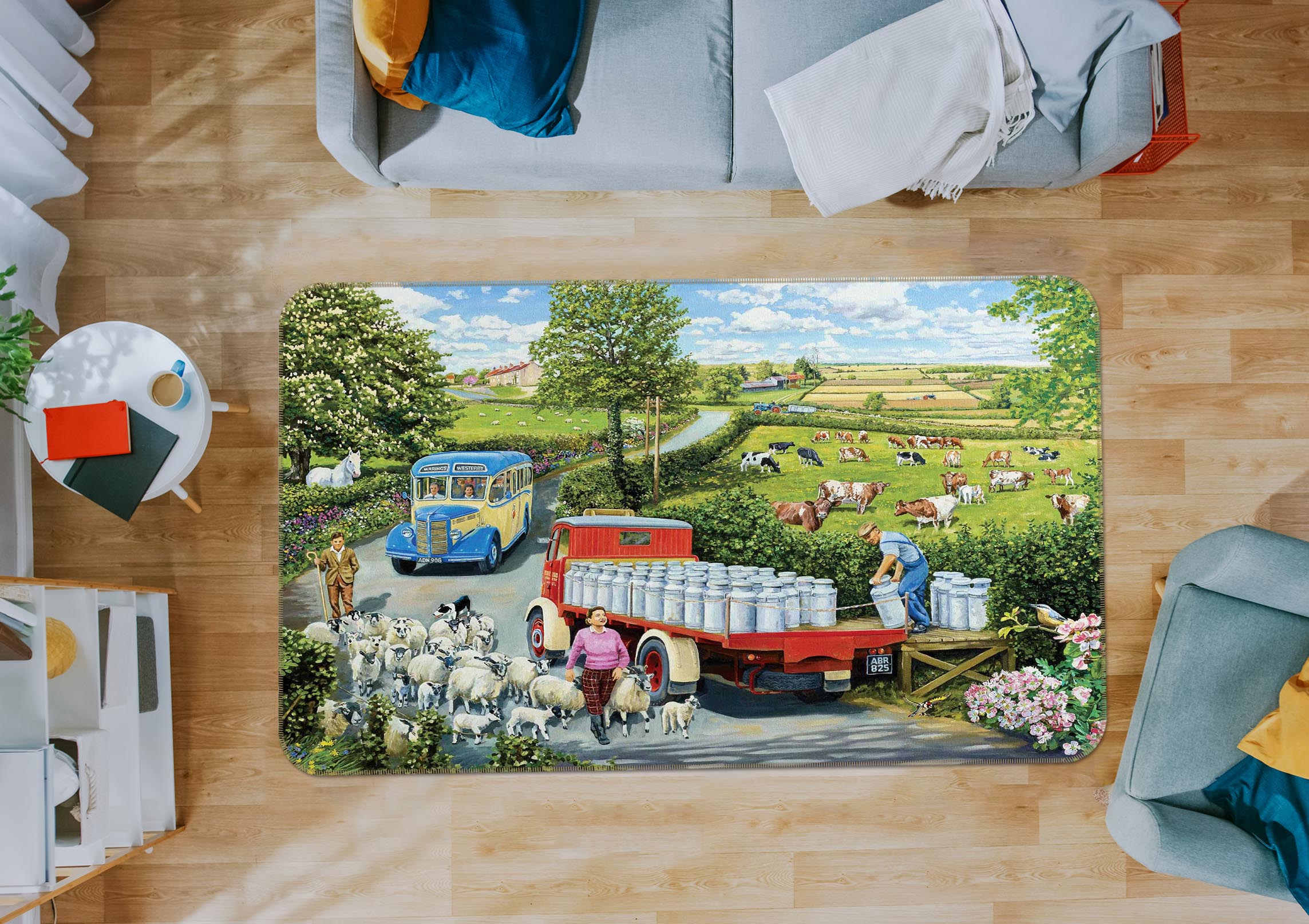 3D The Country Bus 1109 Trevor Mitchell Rug Non Slip Rug Mat