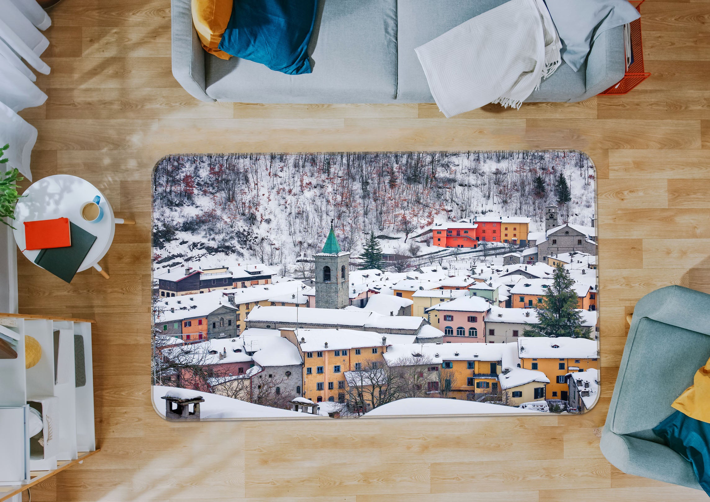 3D Heavy Snow Village 1112 Marco Carmassi Rug Non Slip Rug Mat