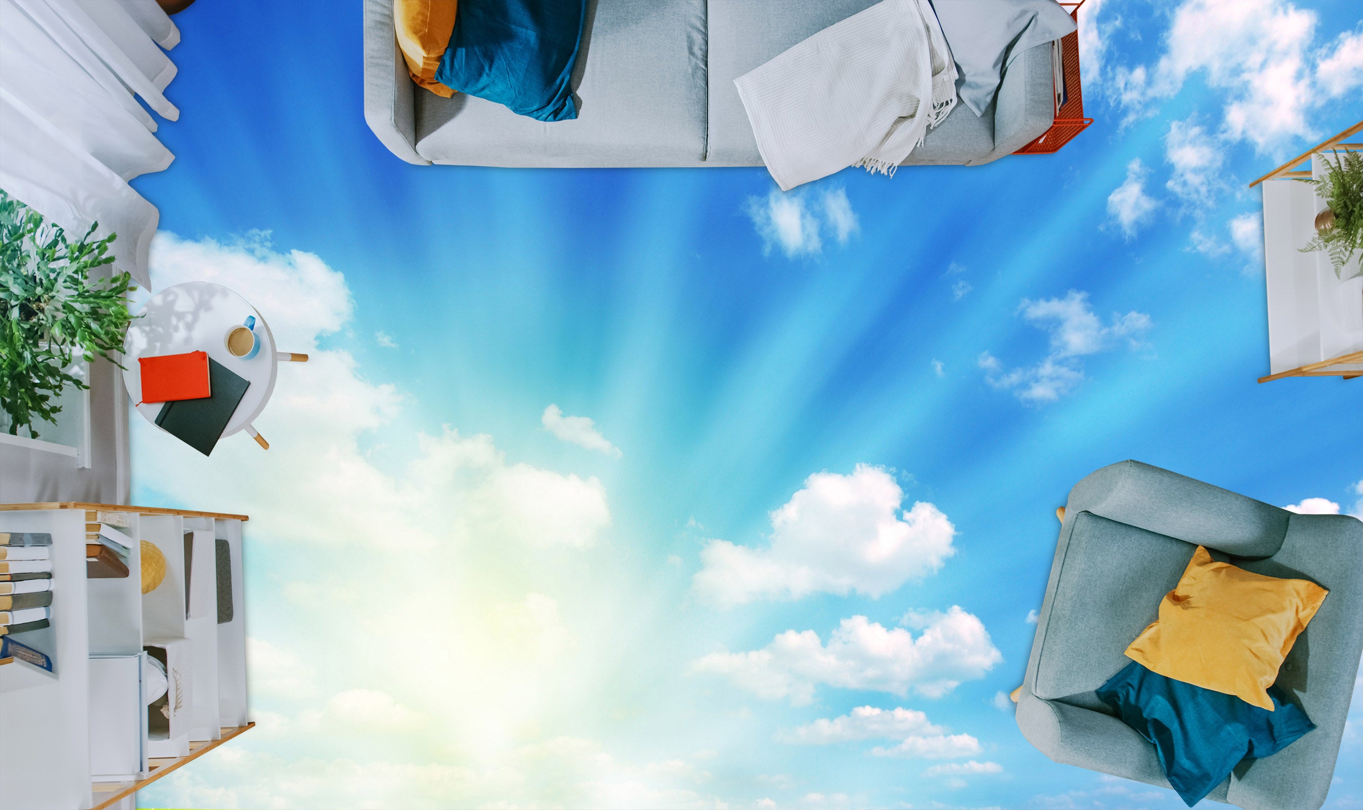 3D Dazzling Sky Sunlight 1300 Floor Mural  Wallpaper Murals Self-Adhesive Removable Print Epoxy