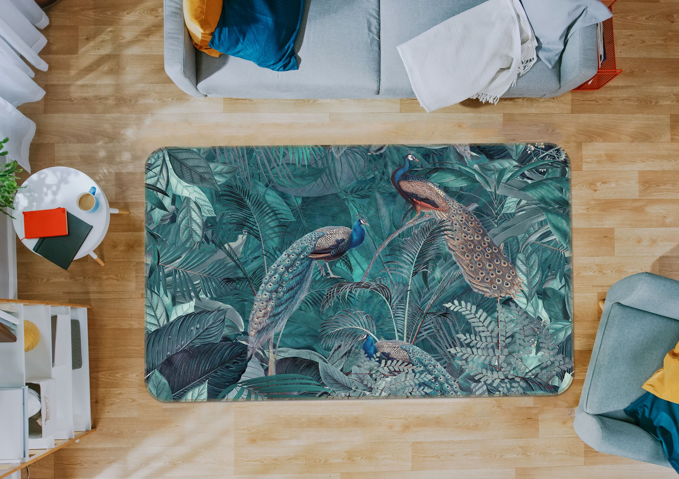 3D Peacock Forest 1009 Andrea haase Rug Non Slip Rug Mat