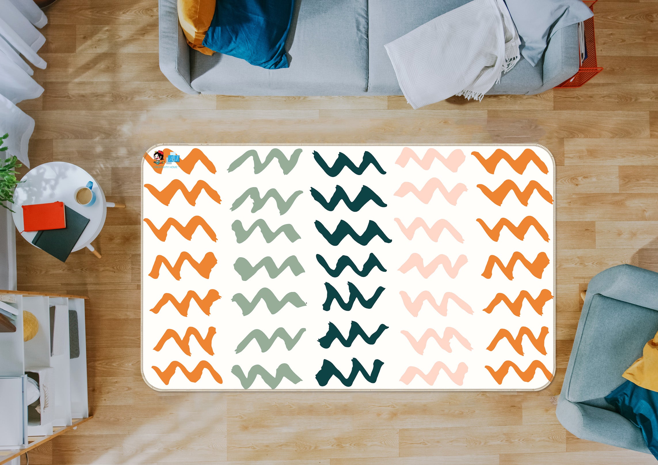 3D Colorful Wave Pattern 107134 Kashmira Jayaprakash Rug Non Slip Rug Mat