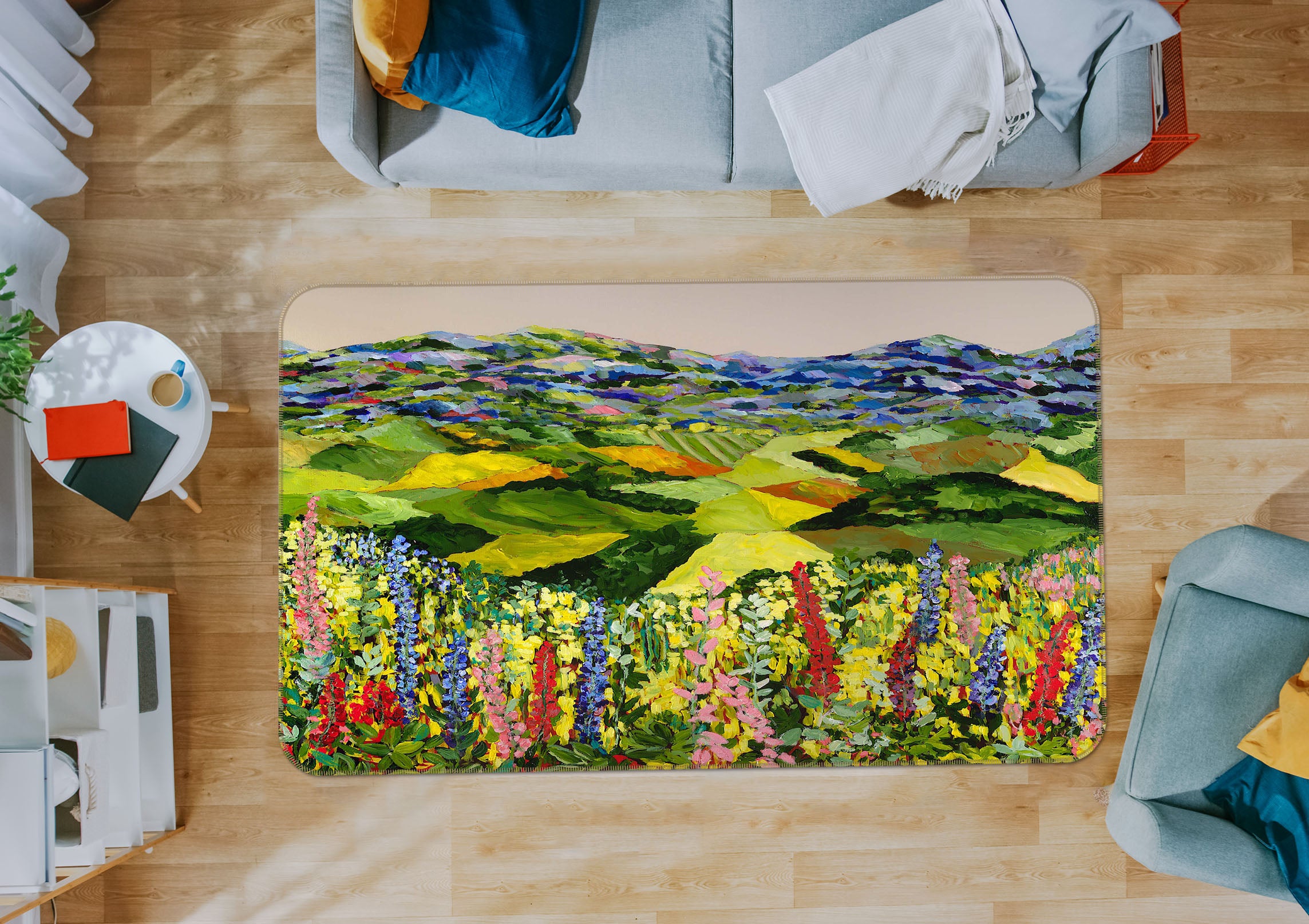 3D Yellow Flowers 1013 Allan P. Friedlander Rug Non Slip Rug Mat