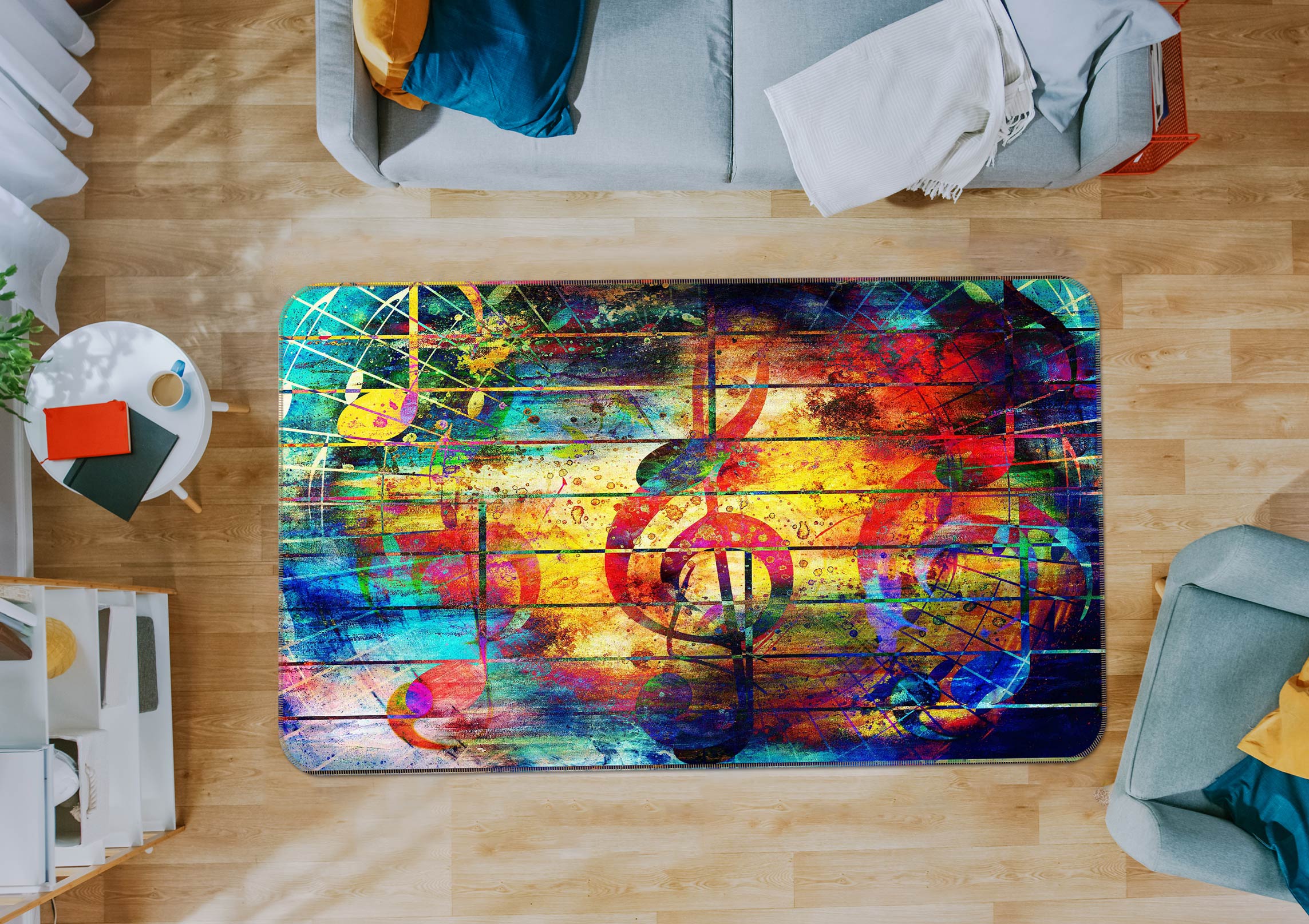 3D Red Note 1034 Non Slip Rug Mat