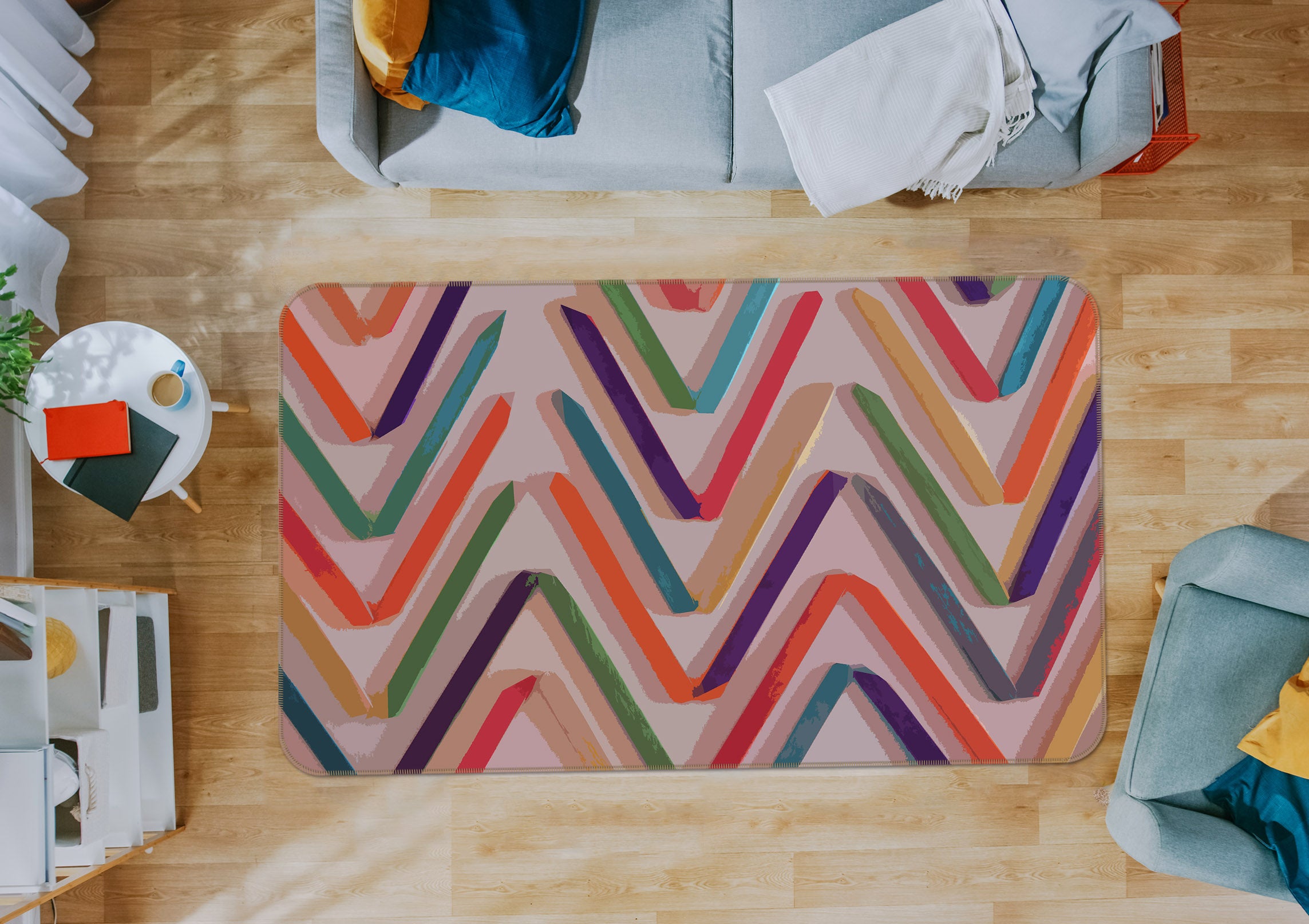 3D Colored Wavy Lines 71027 Shandra Smith Rug Non Slip Rug Mat