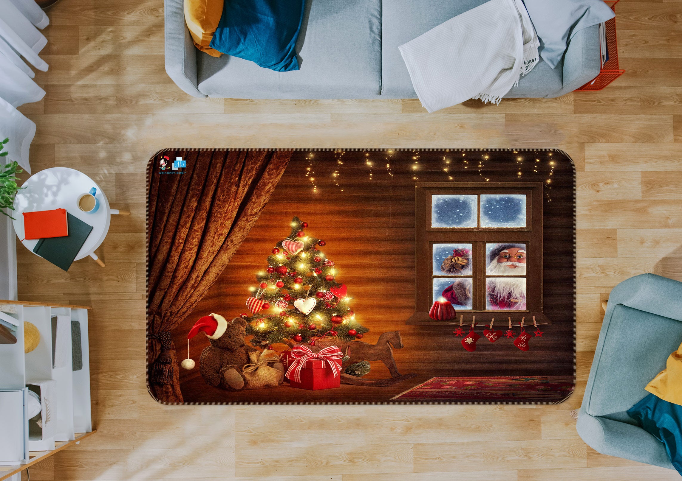 3D Window Tree 56102 Christmas Non Slip Rug Mat Xmas