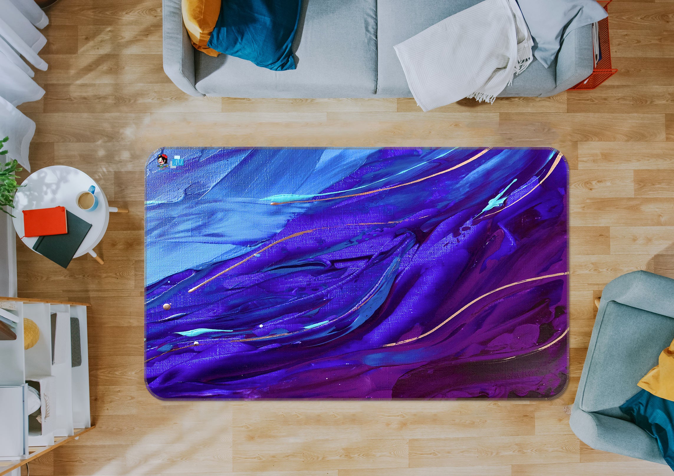 3D Purple Painting 1103 Skromova Marina Rug Non Slip Rug Mat