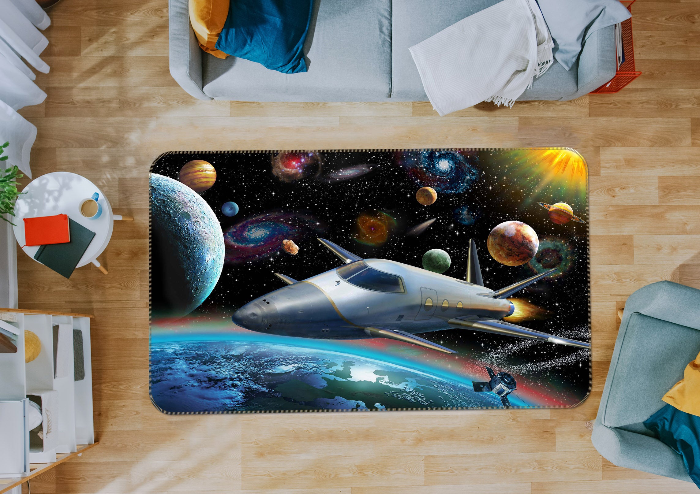 3D Spacecraft 1070 Adrian Chesterman Rug Non Slip Rug Mat