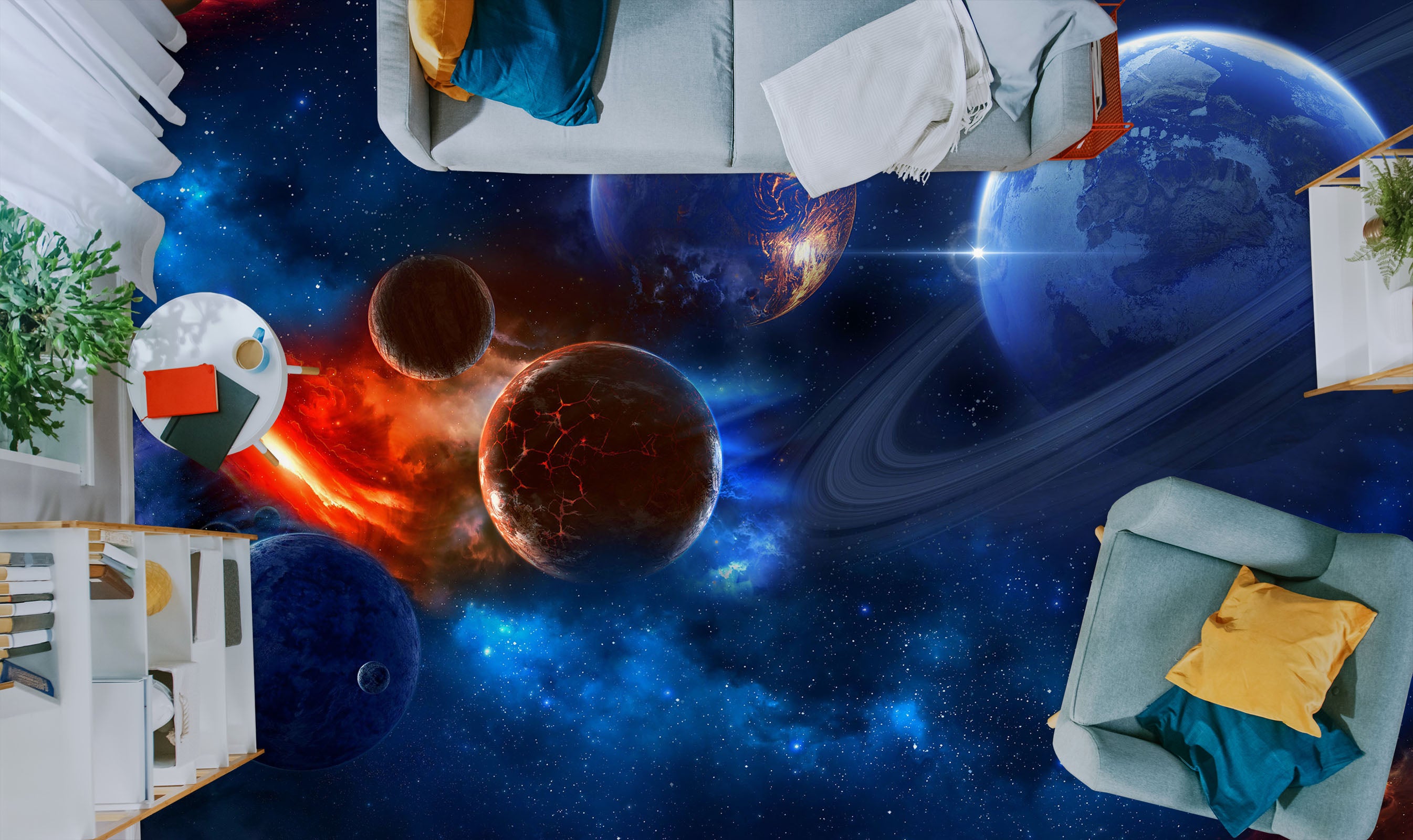 3D Mysterious Blue Universe 212 Floor Mural  Wallpaper Murals Rug & Mat Print Epoxy waterproof bath floor