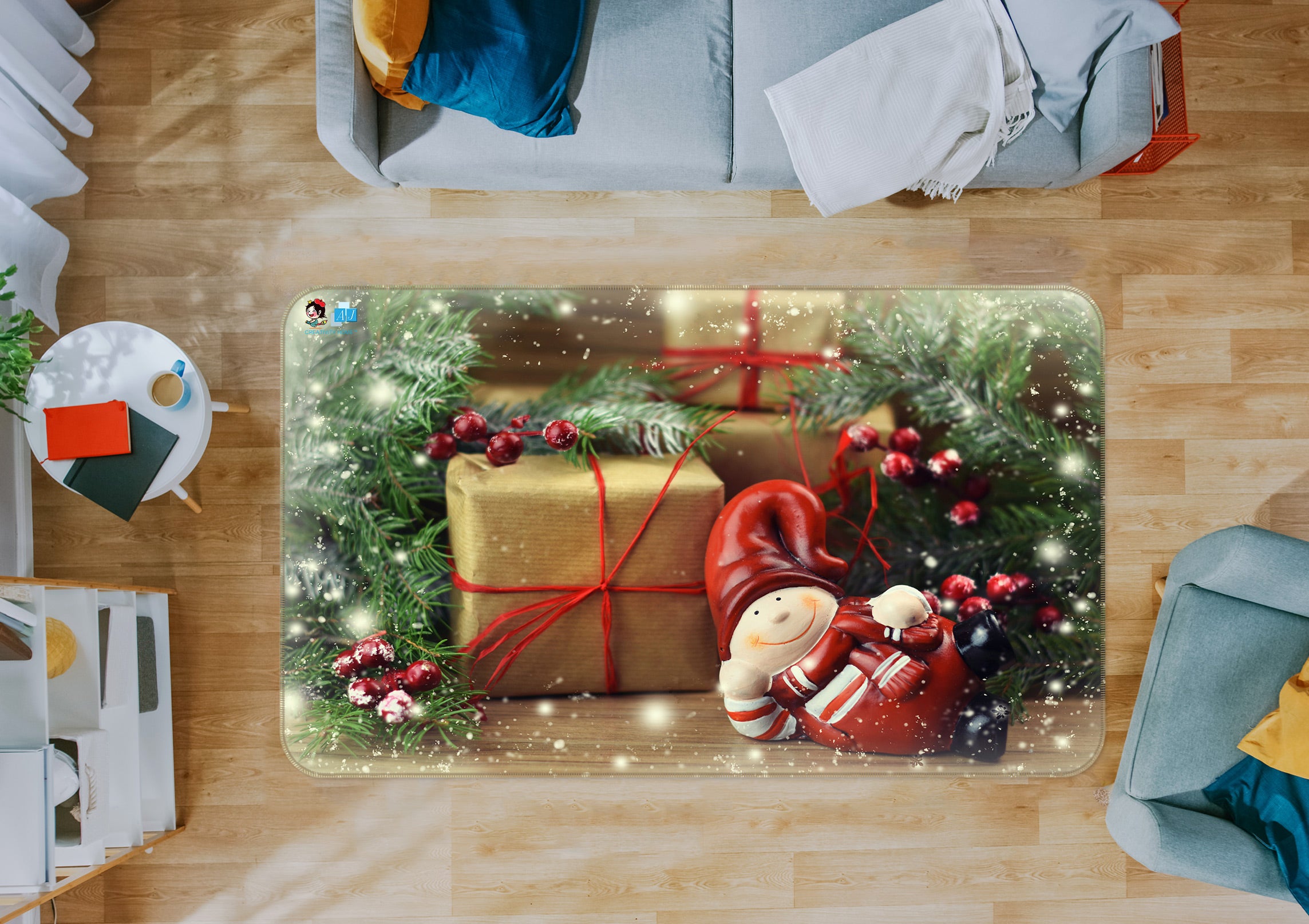 3D Gift Doll 56124 Christmas Non Slip Rug Mat Xmas