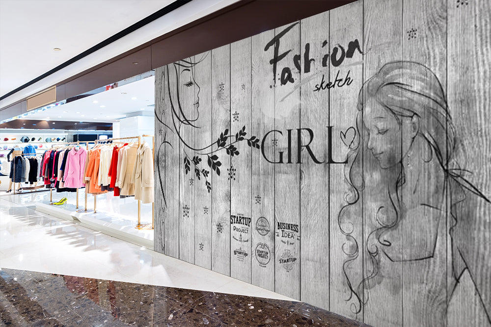 3D Sketch Girl 1601 Wall Murals