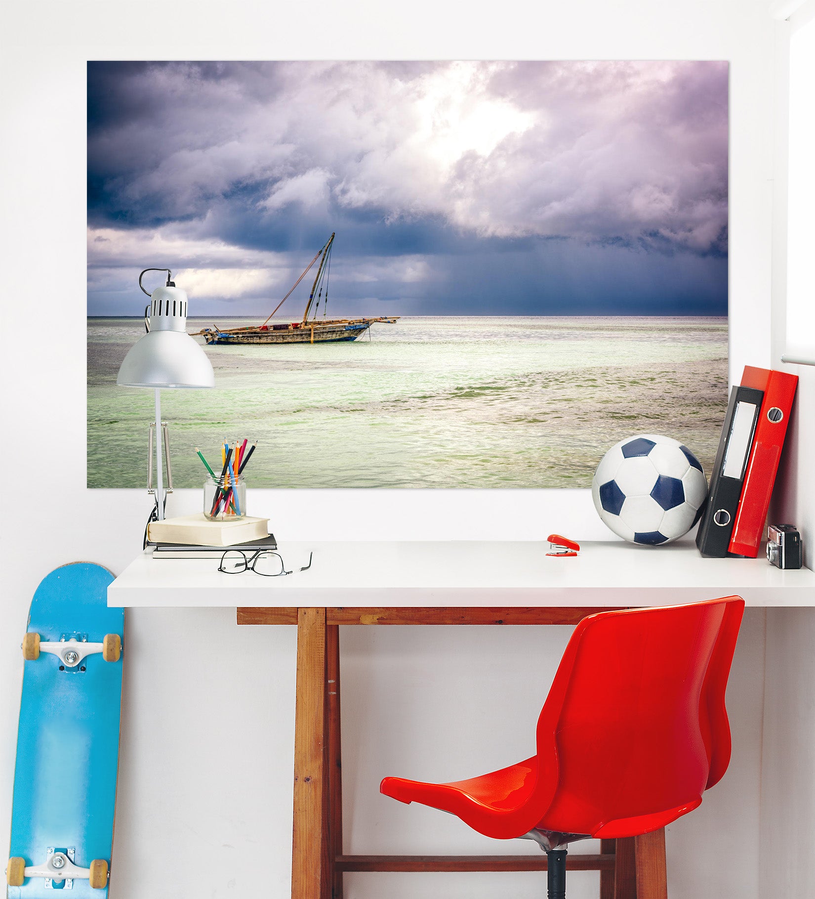 3D Storm Danger Ship 155 Marco Carmassi Wall Sticker