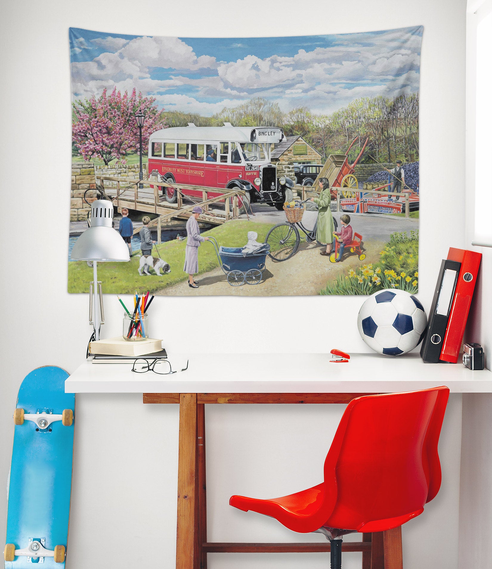 3D Bus Grassland 11293 Trevor Mitchell Tapestry Hanging Cloth Hang