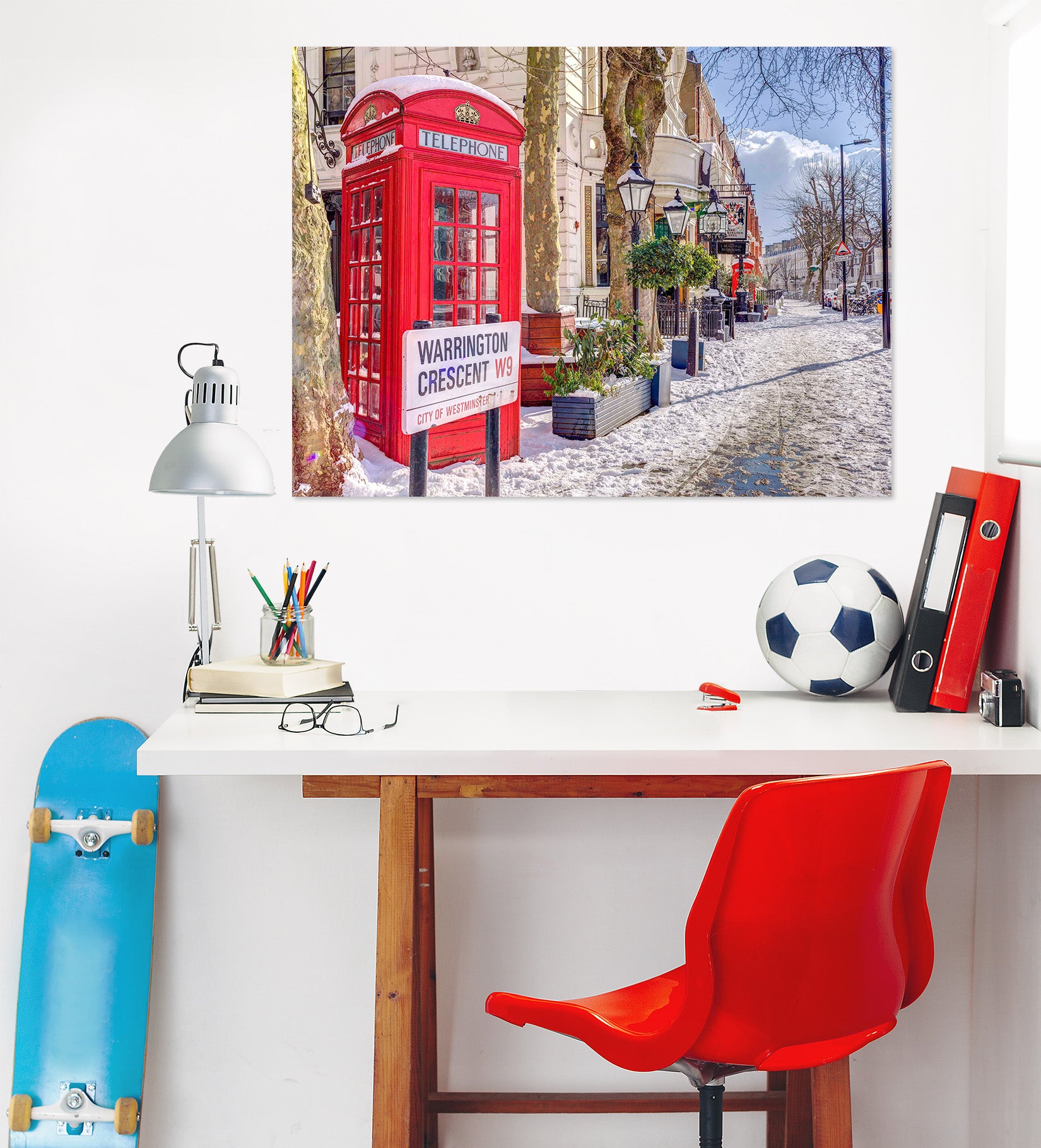 3D Red Telephone Booth 030 Assaf Frank Wall Sticker