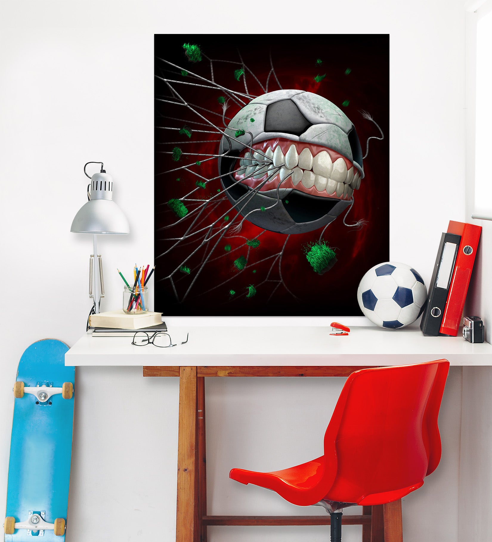 3D Teeth Football Net 5110 Tom Wood Wall Sticker