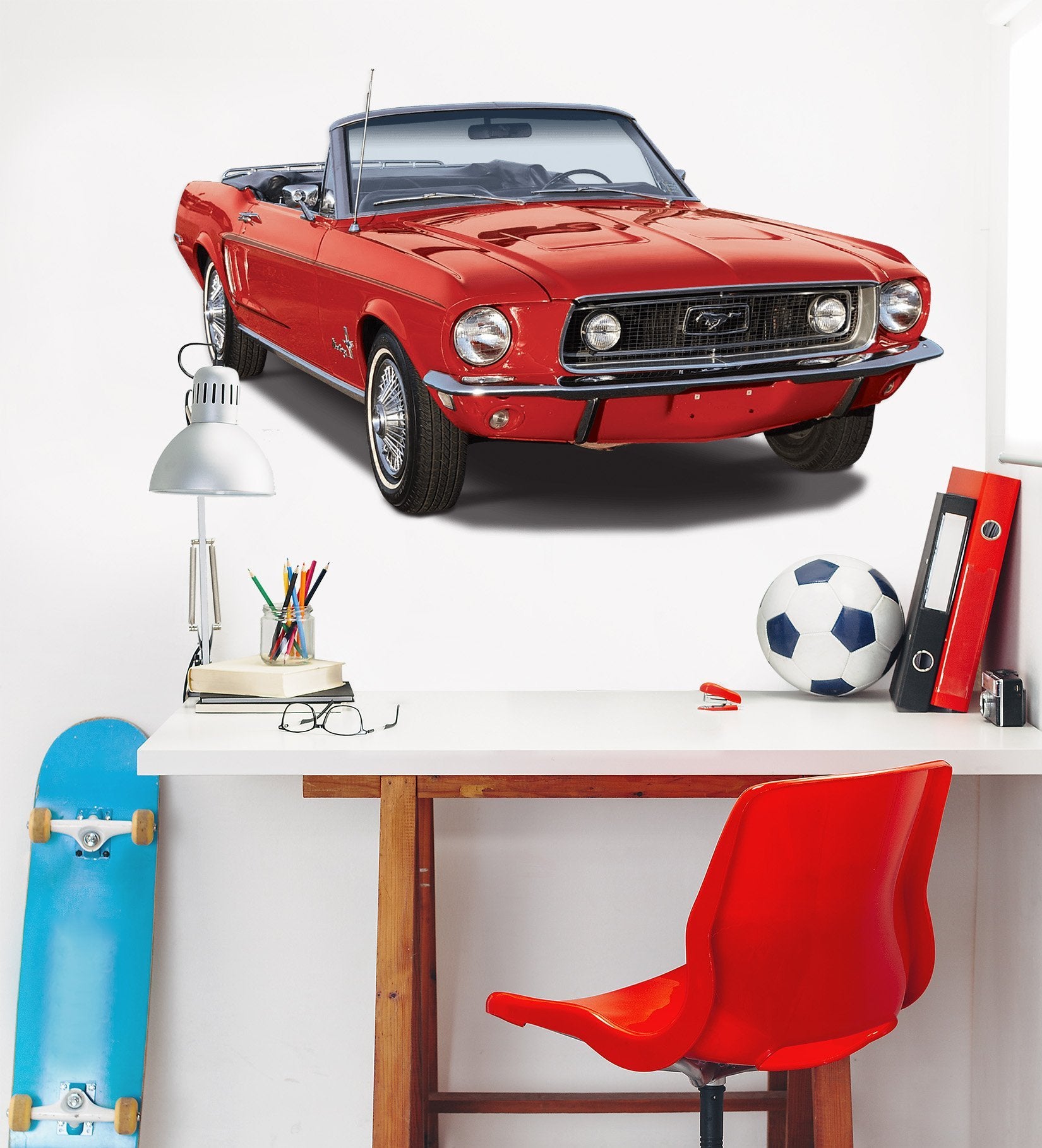 3D Vintage Mustang Red 0262 Vehicles Wallpaper AJ Wallpaper 