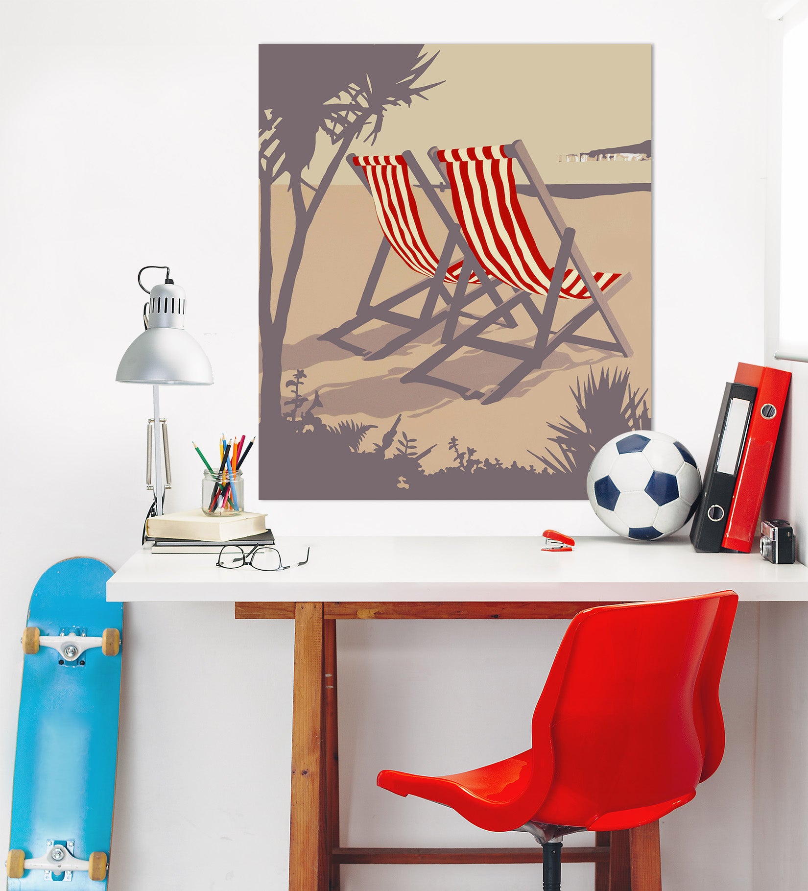 3D Bournemouth Red Deckchairs 019 Steve Read Wall Sticker