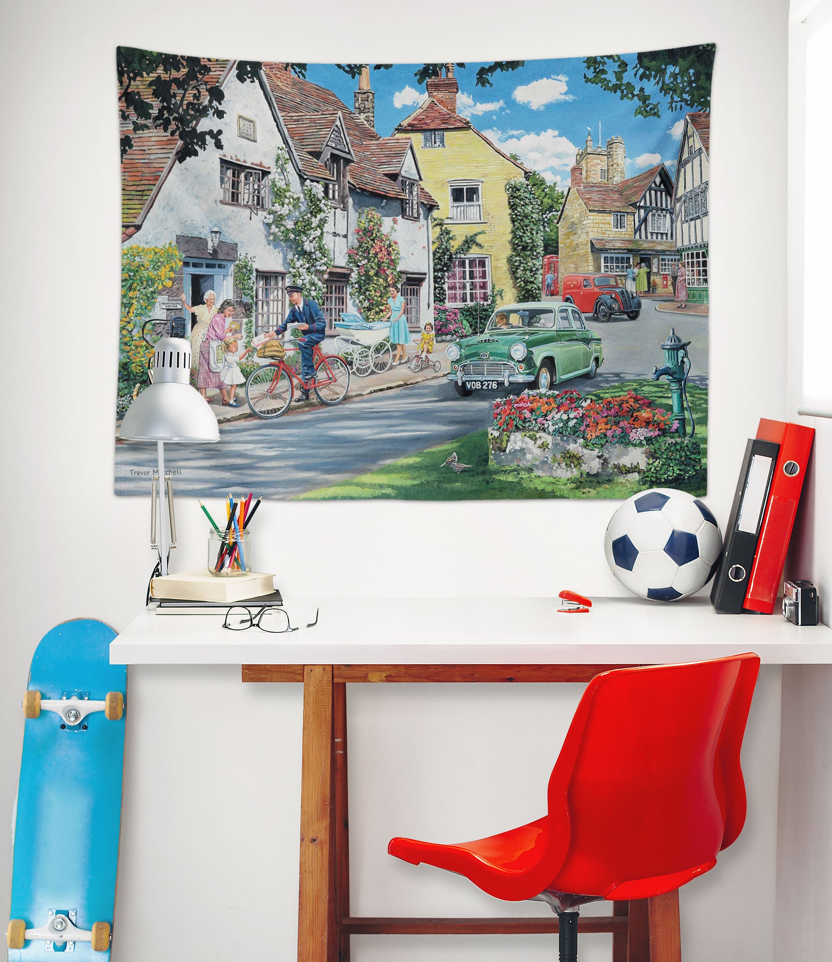 3D Houses Flower Bed Car 11242 Trevor Mitchell Tapestry Hanging Cloth Hang