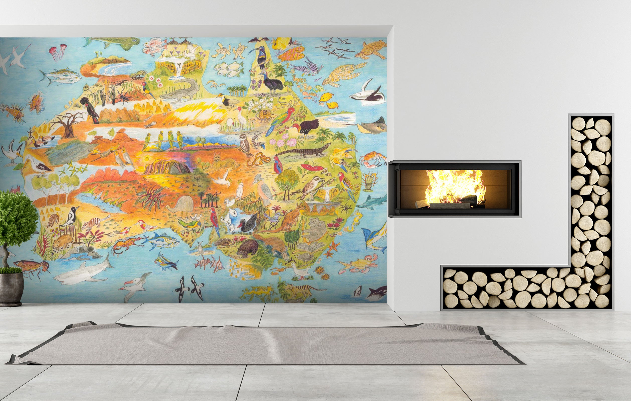 3D World Map 1401 Michael Sewell Wall Mural Wall Murals