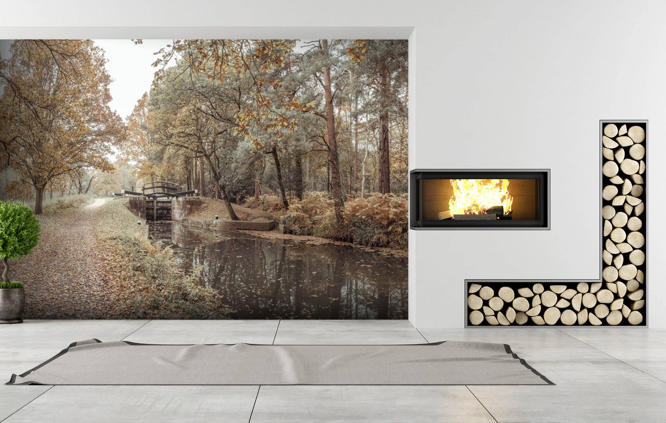 3D Leaf River Bridge 061 Assaf Frank Wall Mural Wall Murals