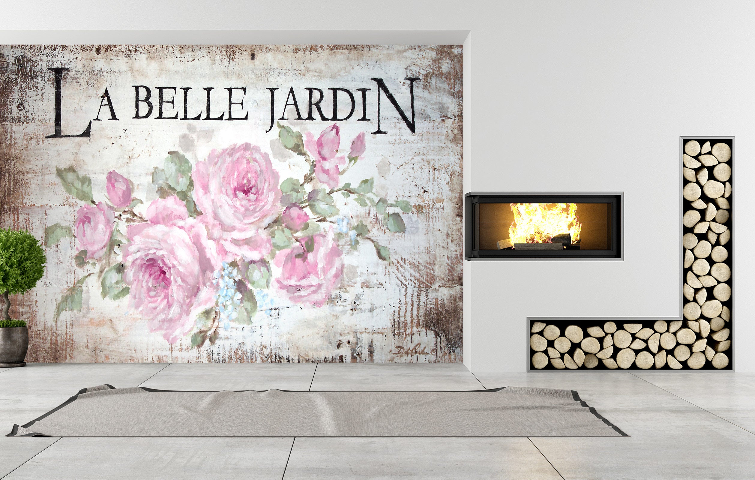 3D Pink Flower Letters 3173 Debi Coules Wall Mural Wall Murals