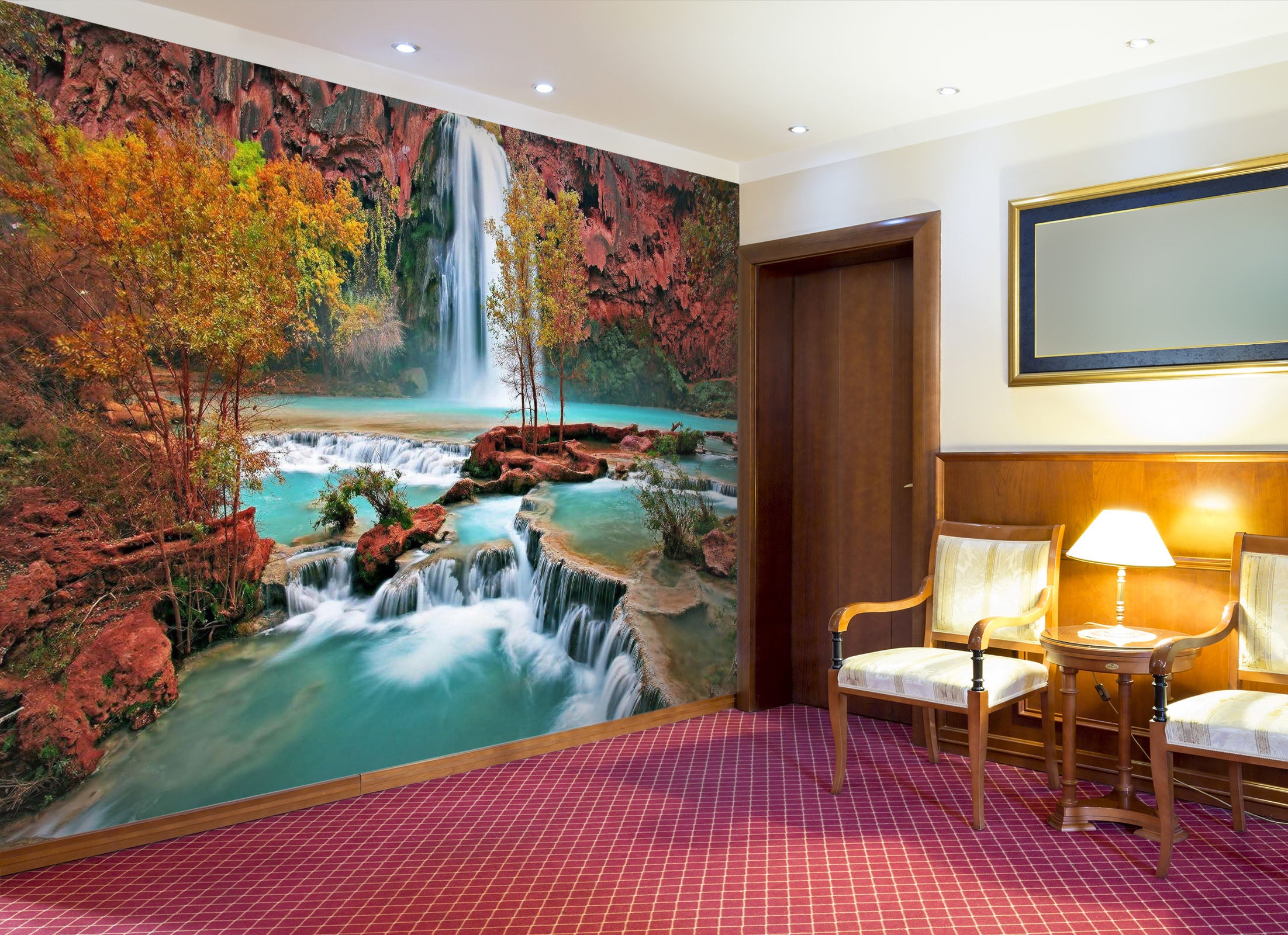 3D Waterfall Autumn 184 Wall Murals