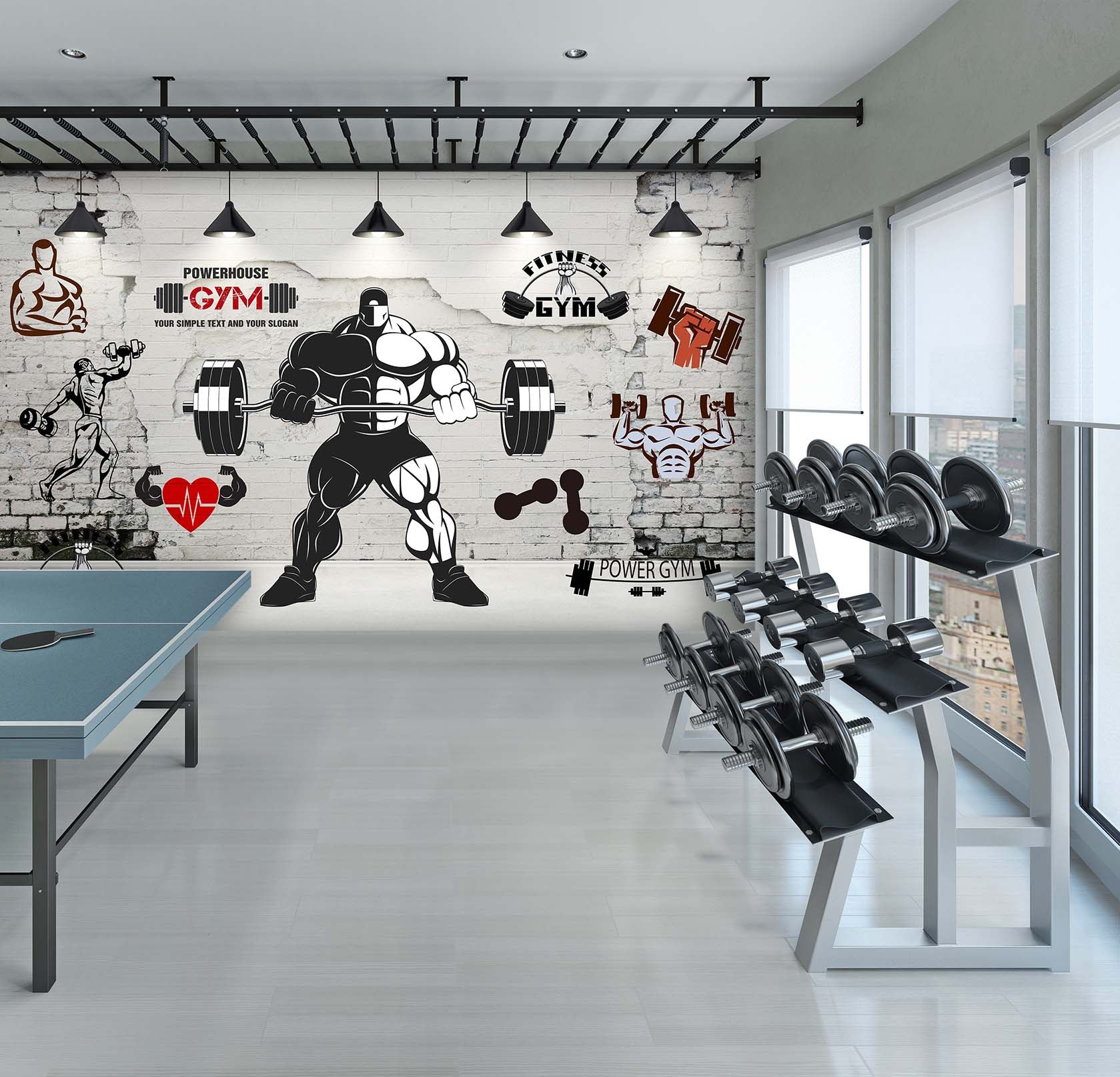 3D Lift The Barbell 052 Wall Murals Wallpaper AJ Wallpaper 2 