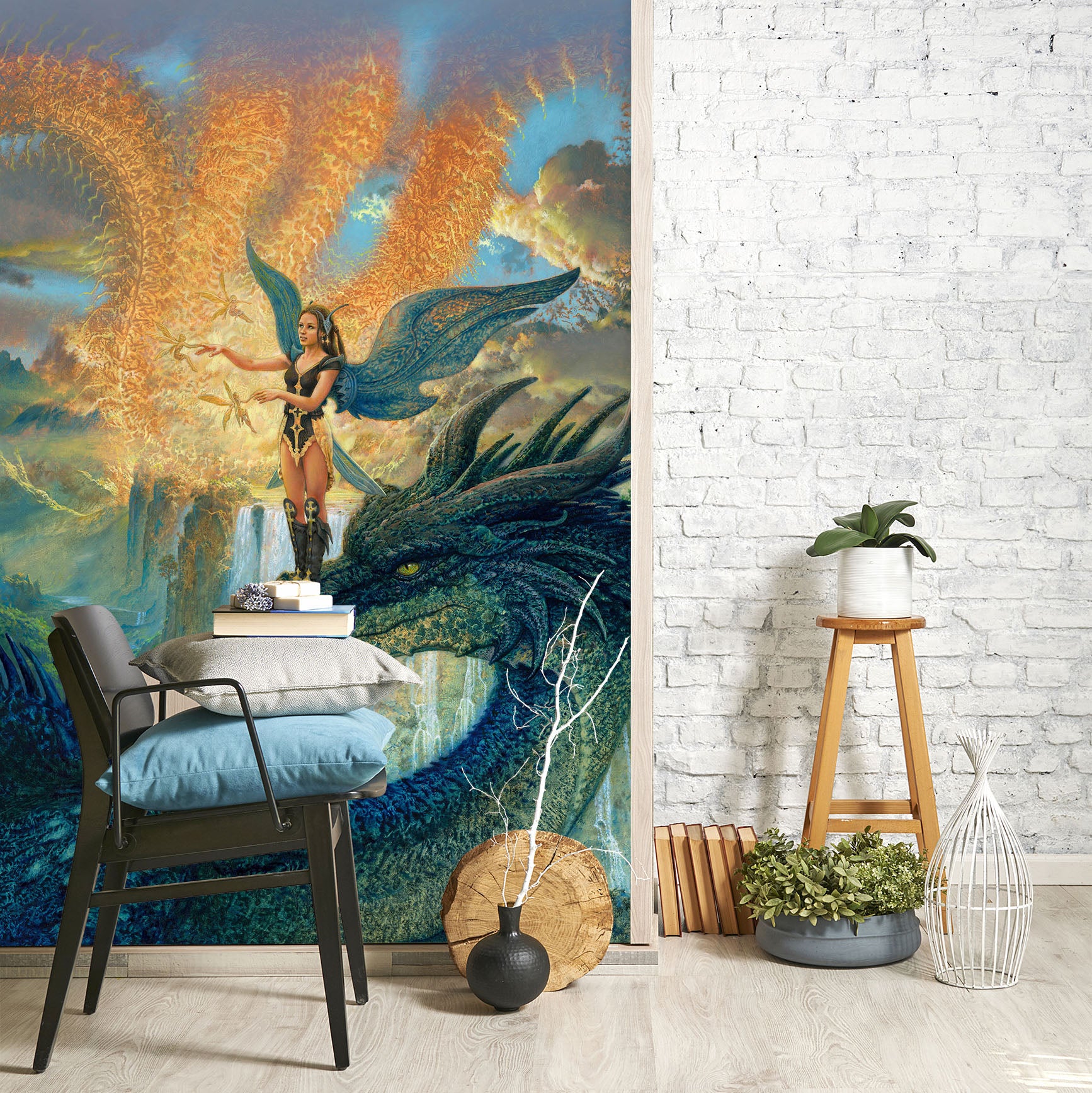 3D Dragon Wings Girl 7152 Ciruelo Wall Mural Wall Murals