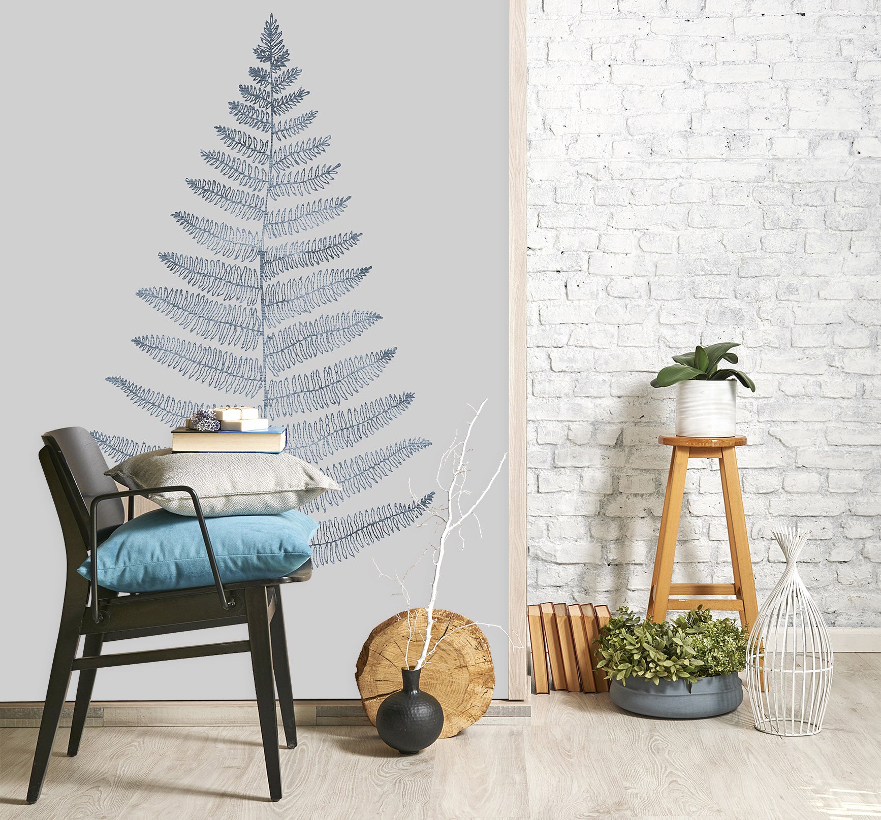 3D Silver Leaves 1418 Boris Draschoff Wall Mural Wall Murals