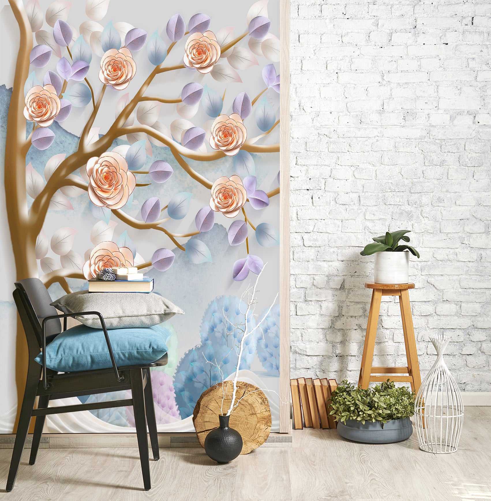 3D Forest Rose 1831 Wall Murals