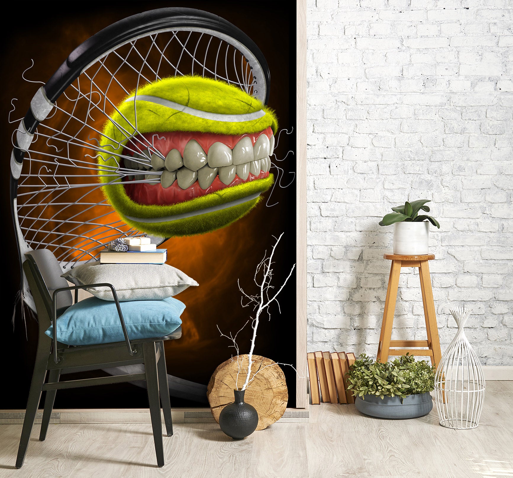 3D Teeth Tennis Net 5014 Tom Wood Wall Mural Wall Murals