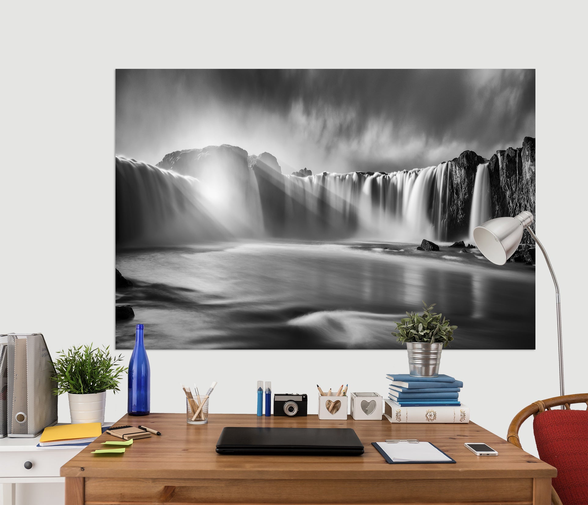 3D Grey Waterfall 174 Marco Carmassi Wall Sticker