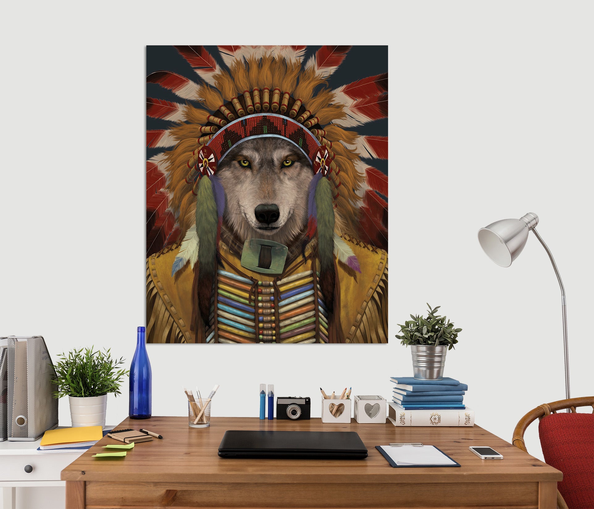 3D Wolf Spirit Chief 095 Vincent Hie Wall Sticker
