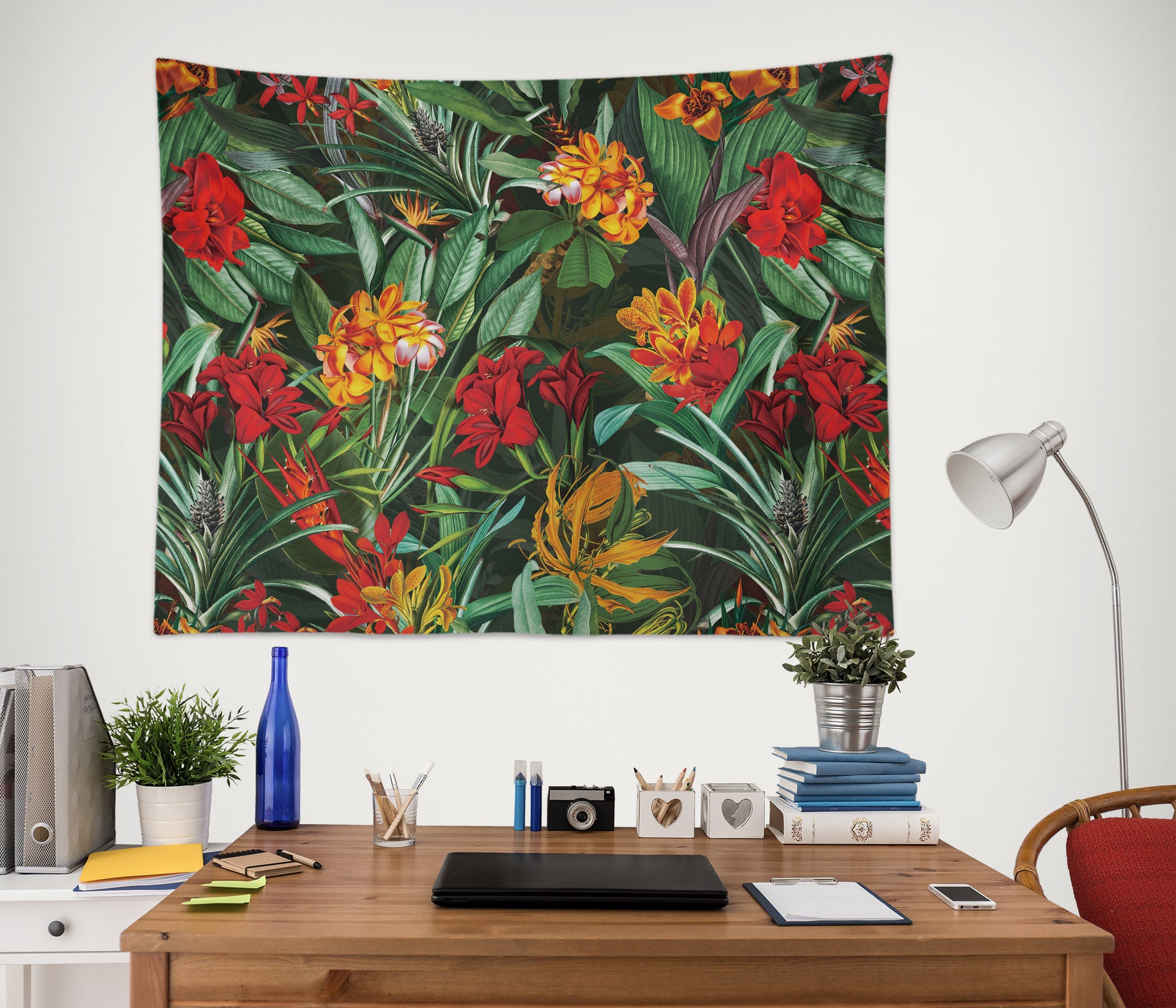 3D Red Flower Leaves 920 Uta Naumann Tapestry Hanging Cloth Hang