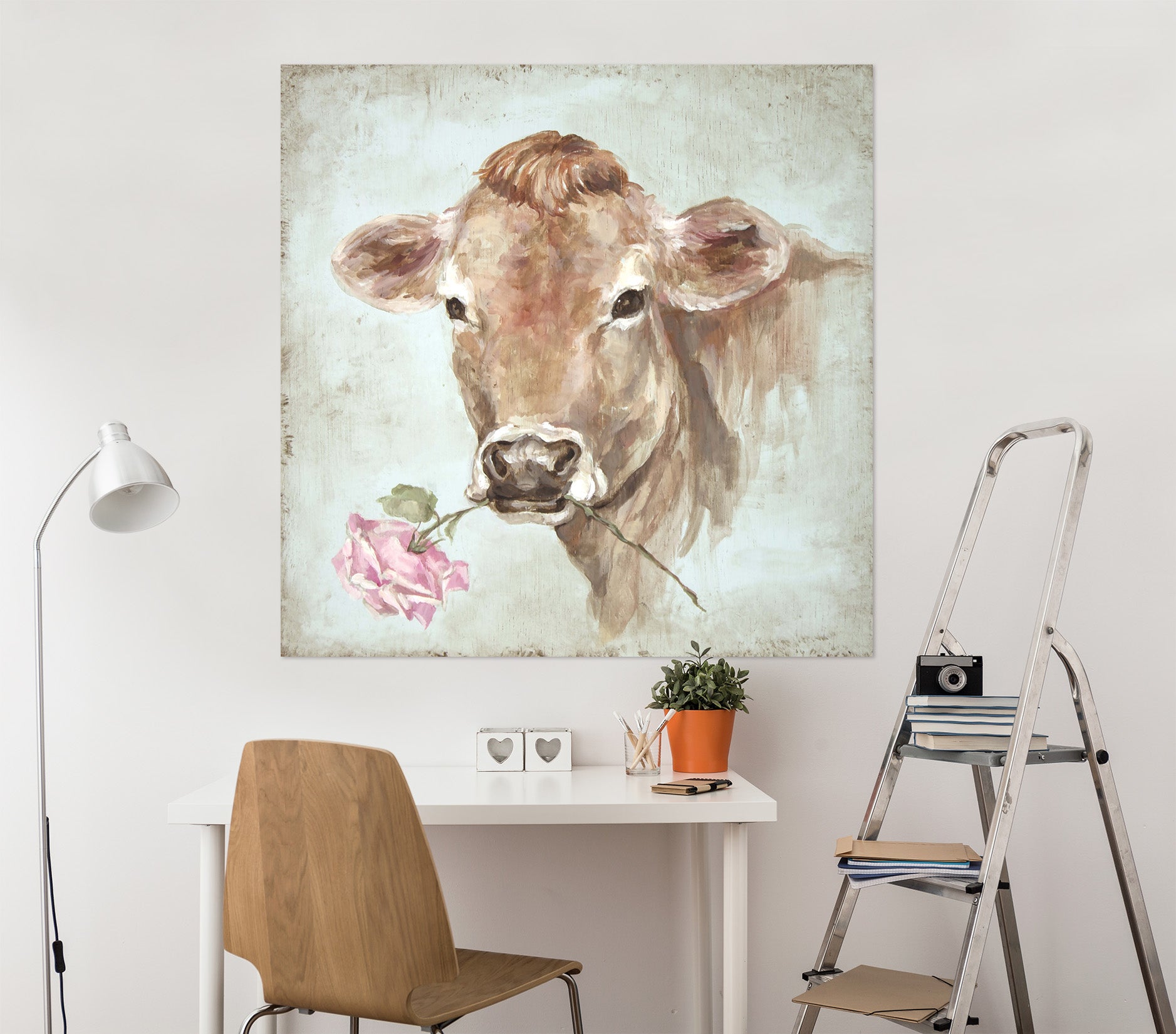 3D Cow Rose 003 Debi Coules Wall Sticker